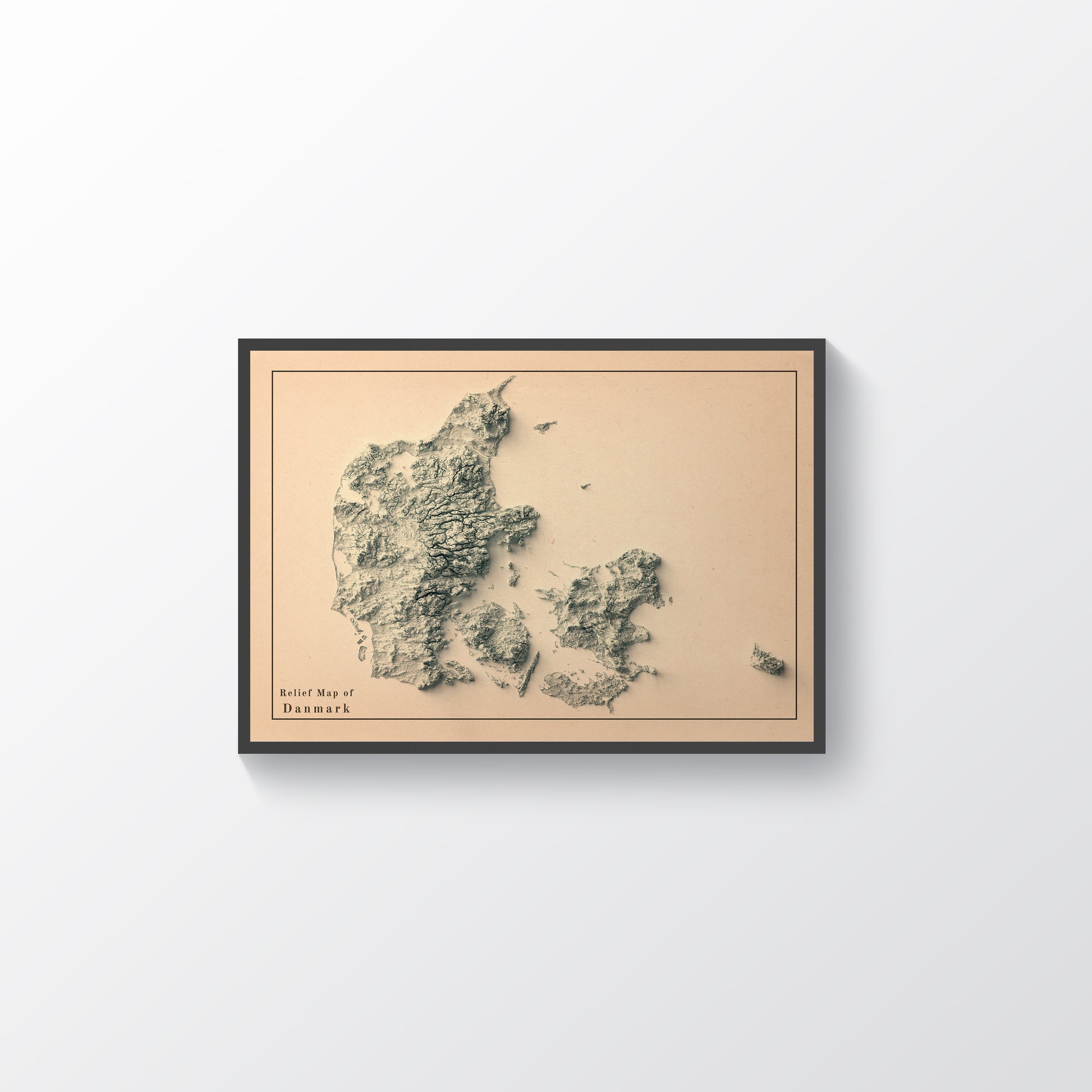 vintage shaded relief map of Denmark