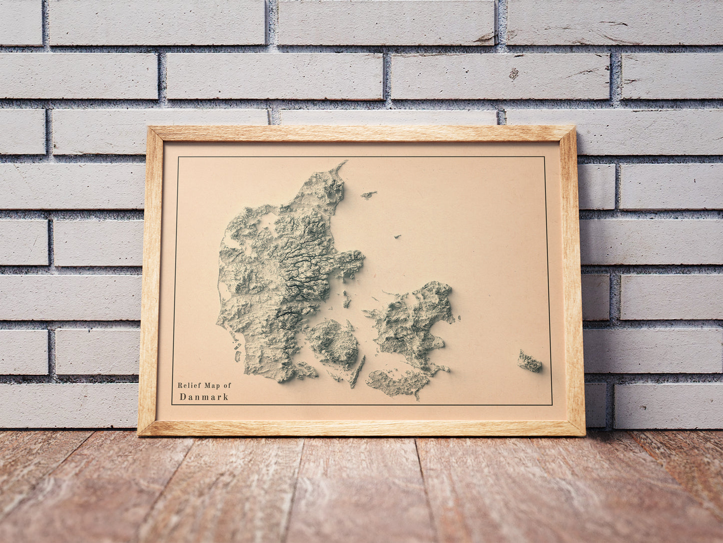 vintage shaded relief map of Denmark