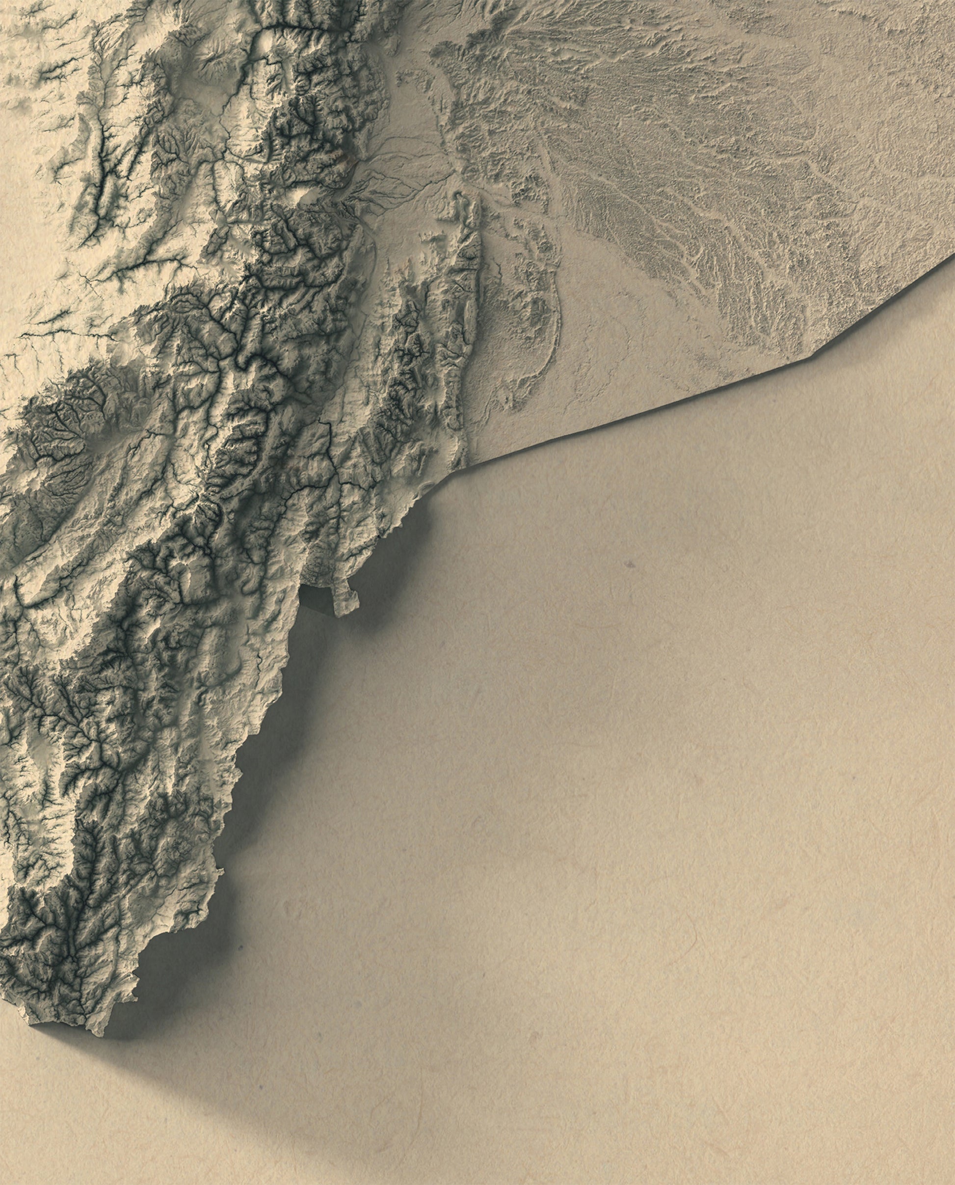 vintage shaded relief map of Ecuador