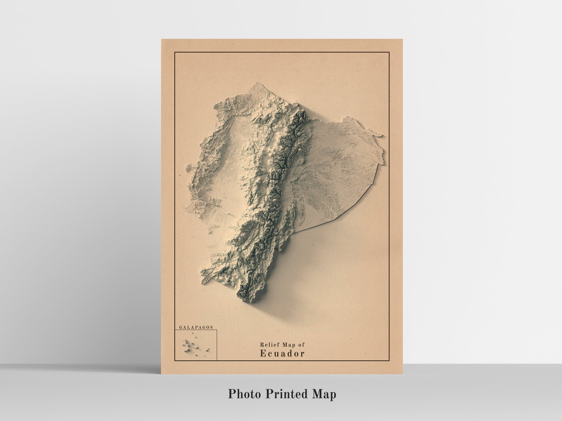 vintage shaded relief map of Ecuador