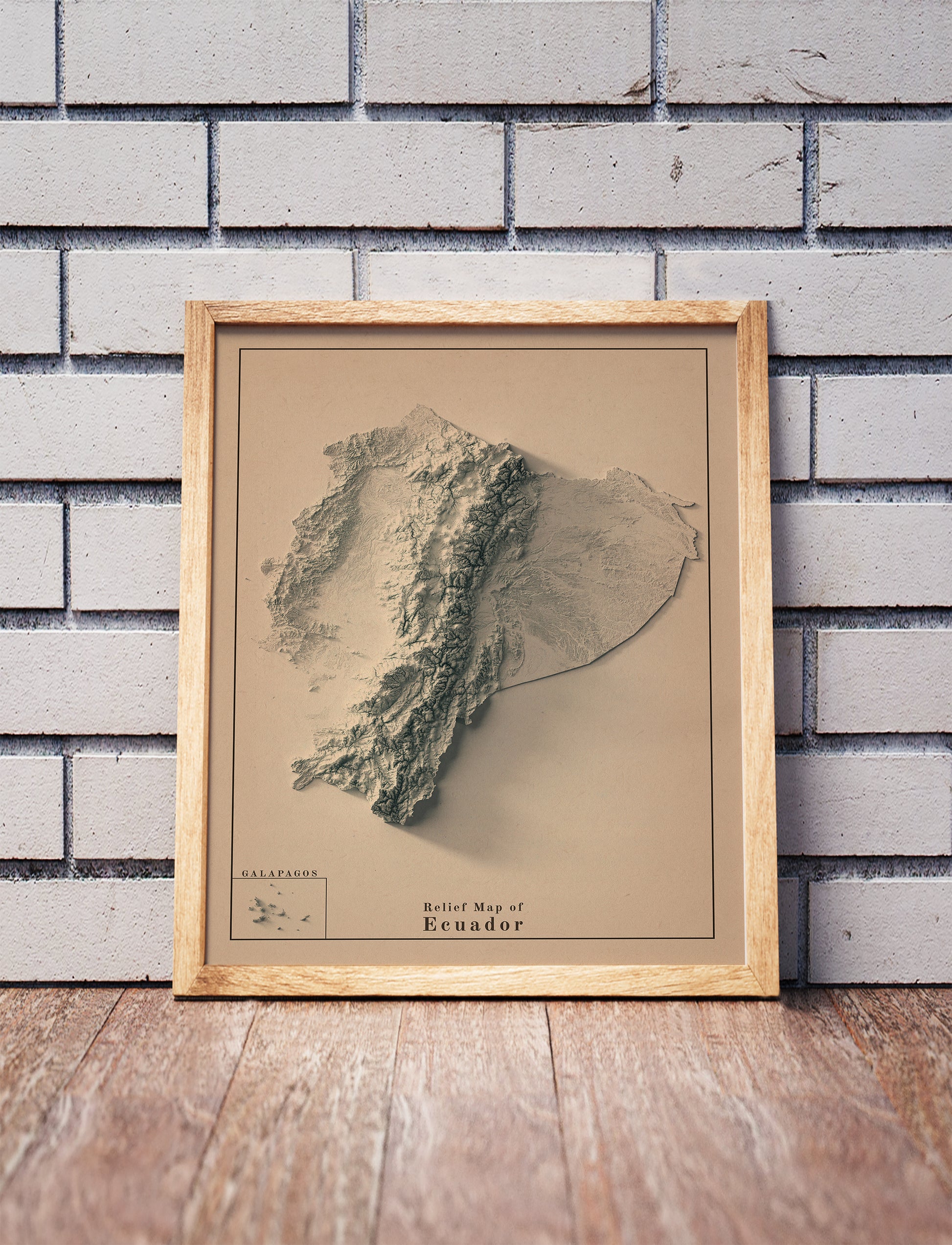 vintage shaded relief map of Ecuador