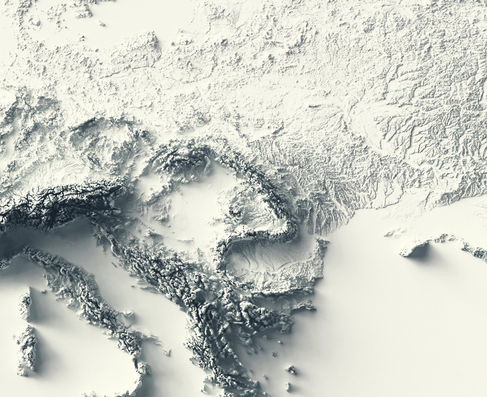 vintage shaded relief map of Europe