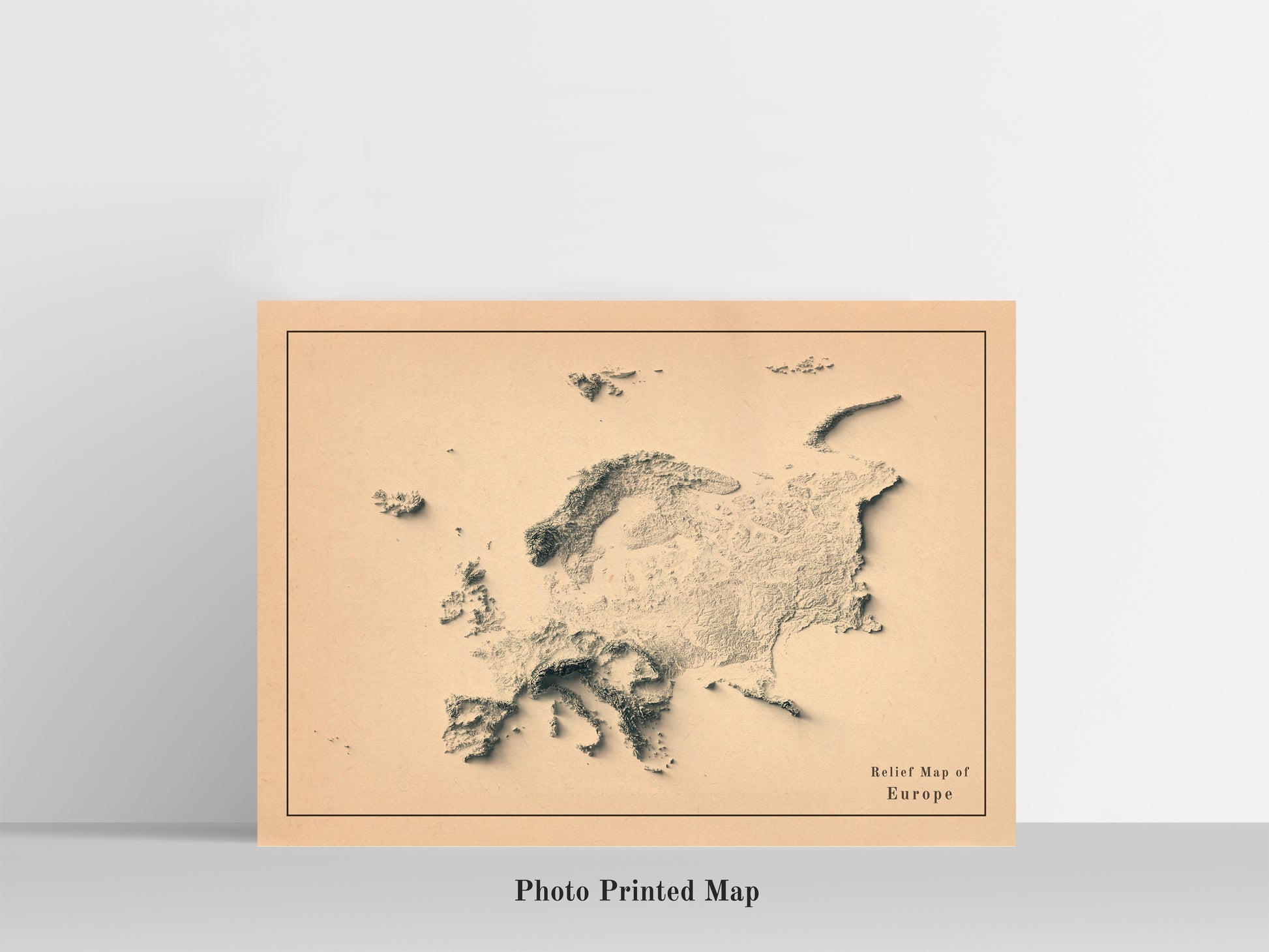 vintage shaded relief map of Europe