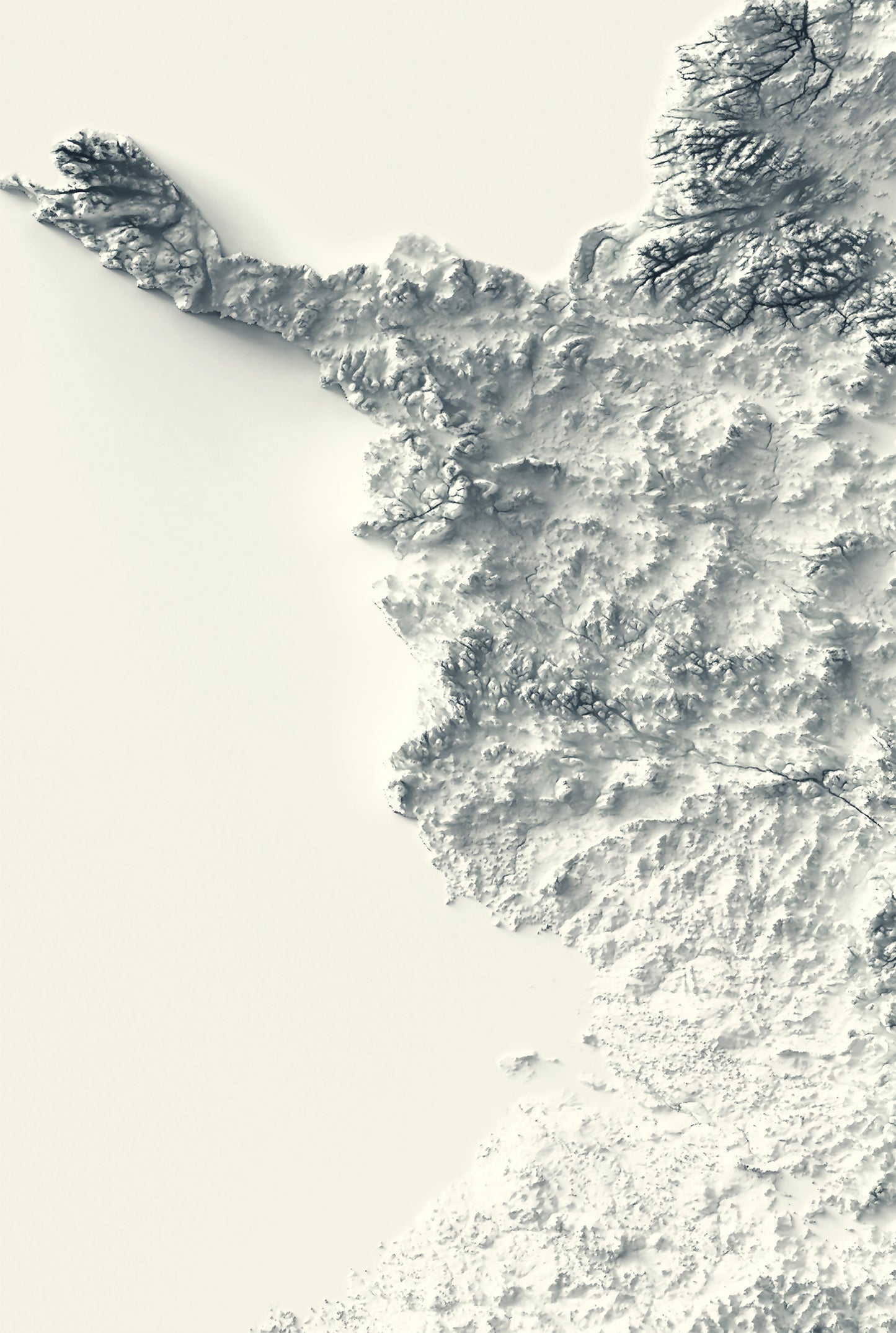 vintage shaded relief map of Finland