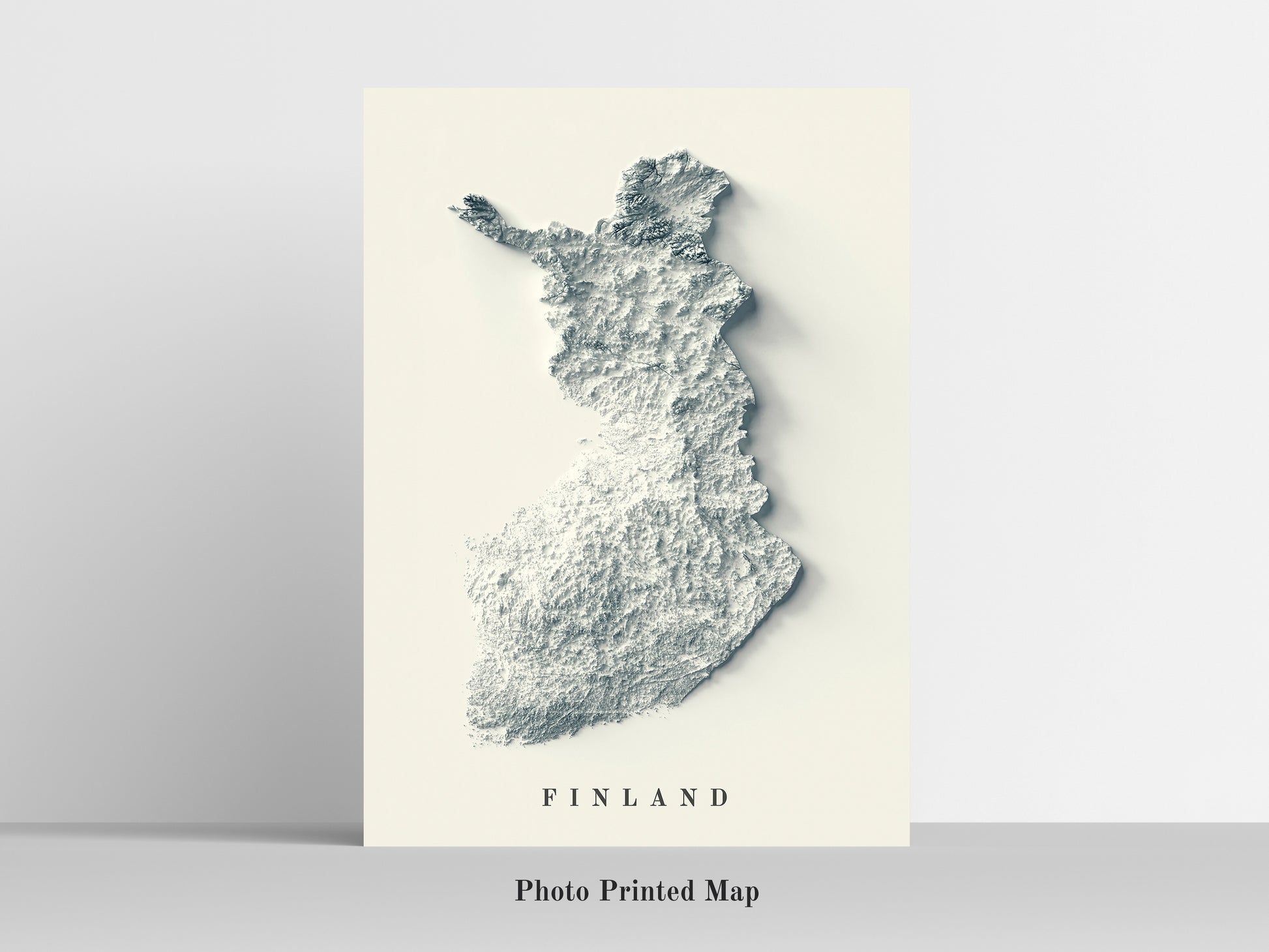 vintage shaded relief map of Finland