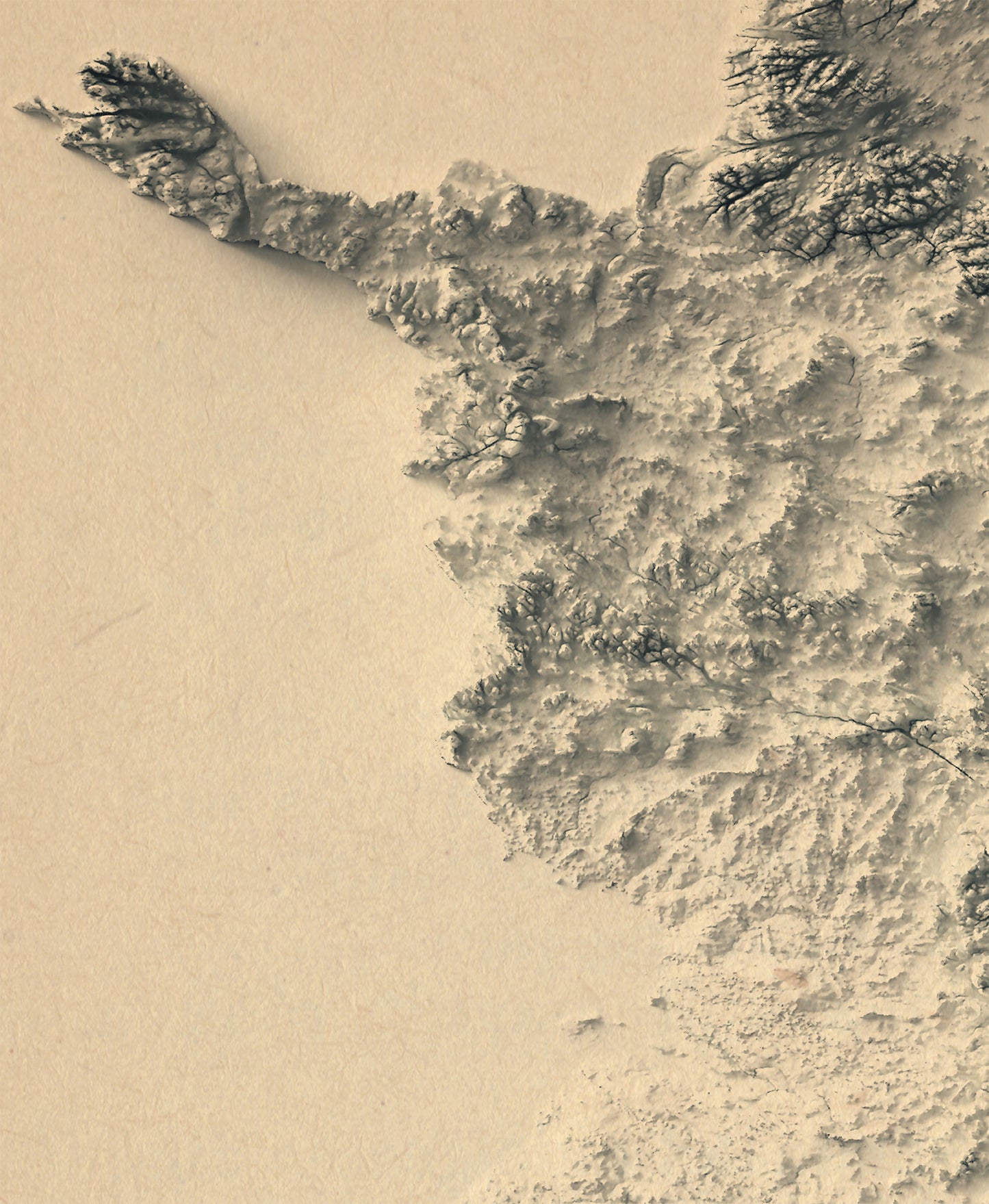 vintage shaded relief map of Finland