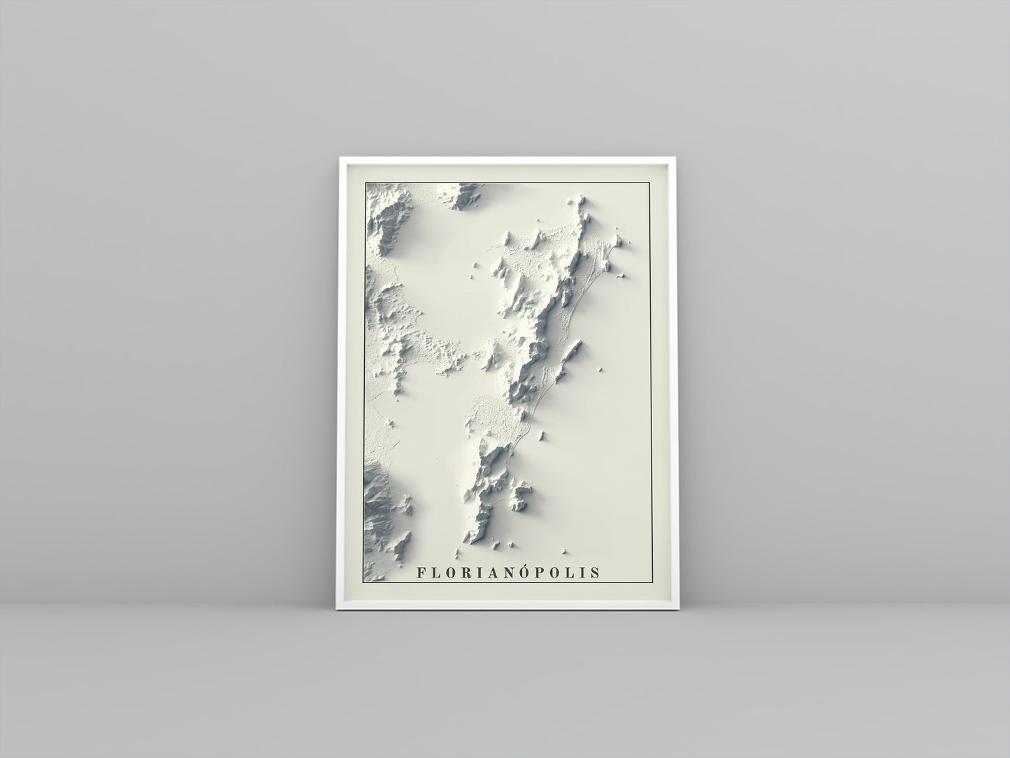 vintage shaded relief map of Florianopolis, Santa Catarina, Brazil