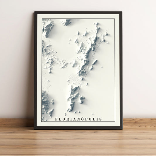 vintage shaded relief map of Florianopolis, Santa Catarina, Brazil