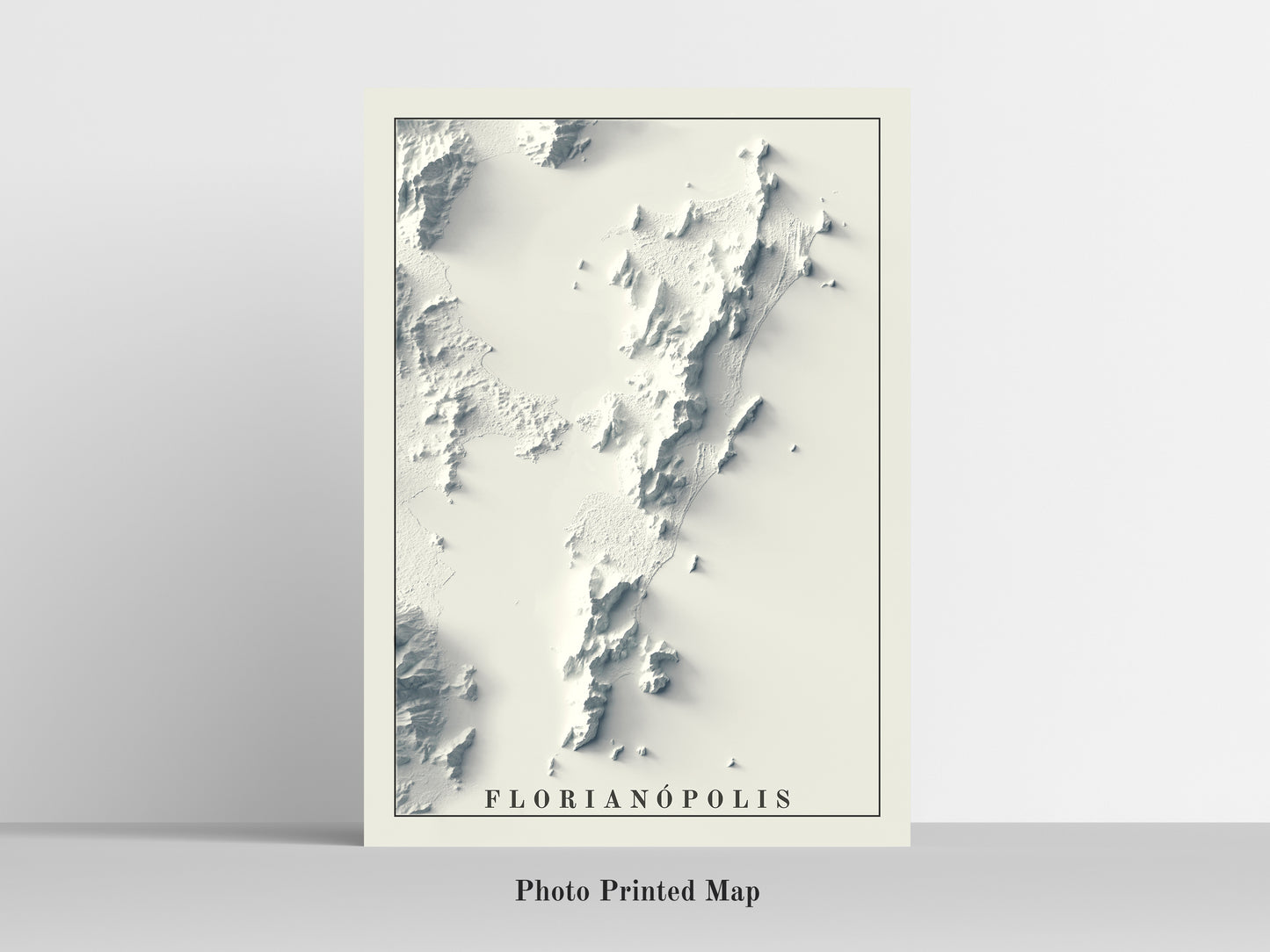 vintage shaded relief map of Florianopolis, Santa Catarina, Brazil