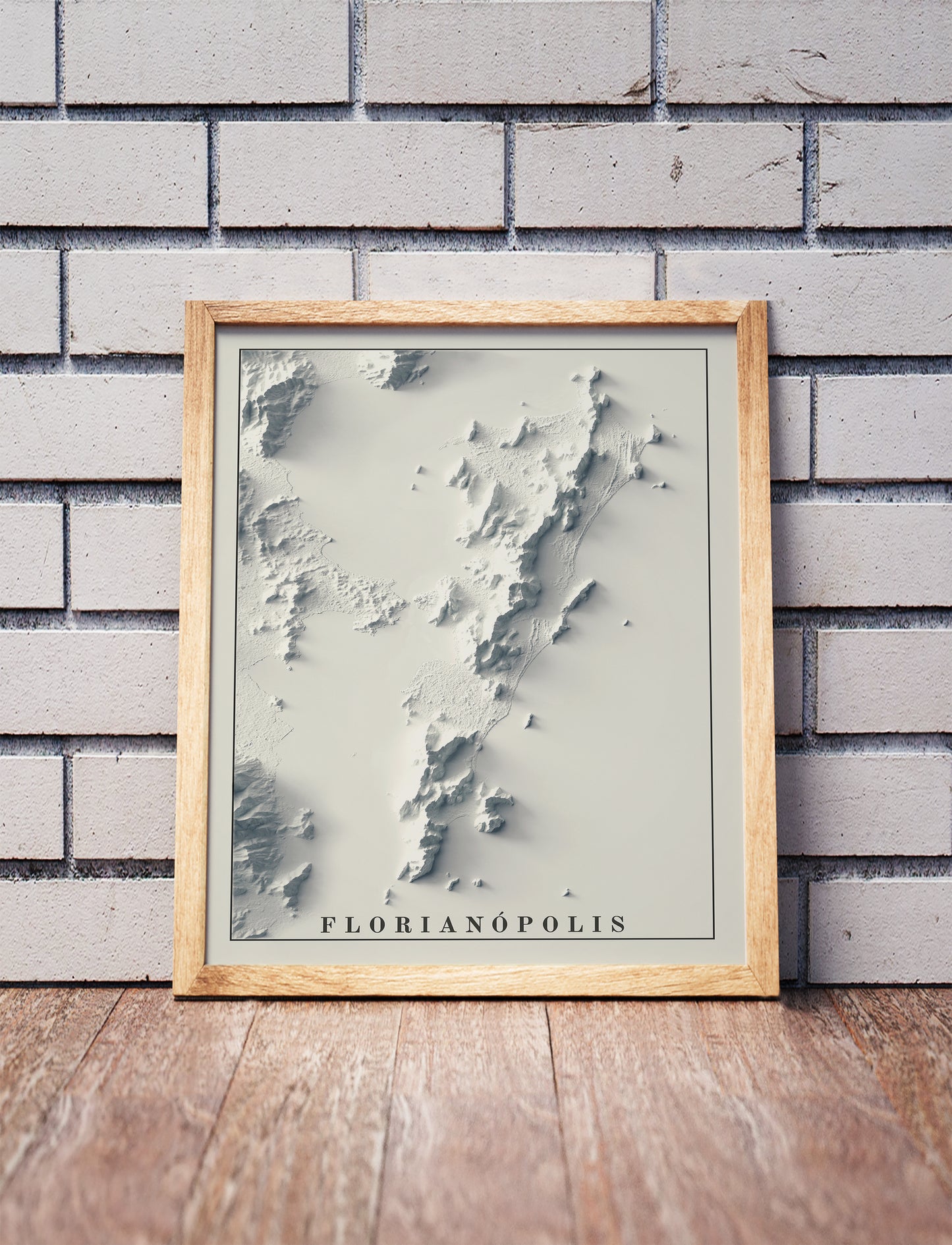 vintage shaded relief map of Florianopolis, Santa Catarina, Brazil