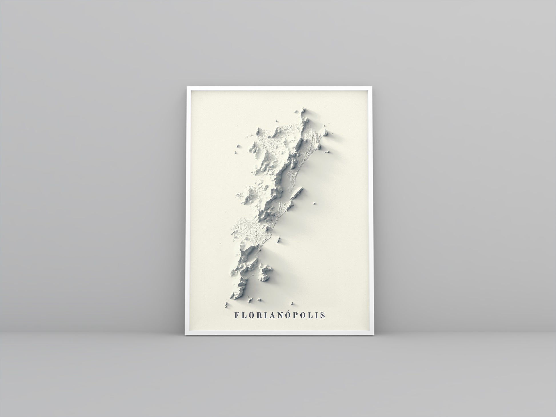 vintage shaded relief map of Florianopolis, Brazil