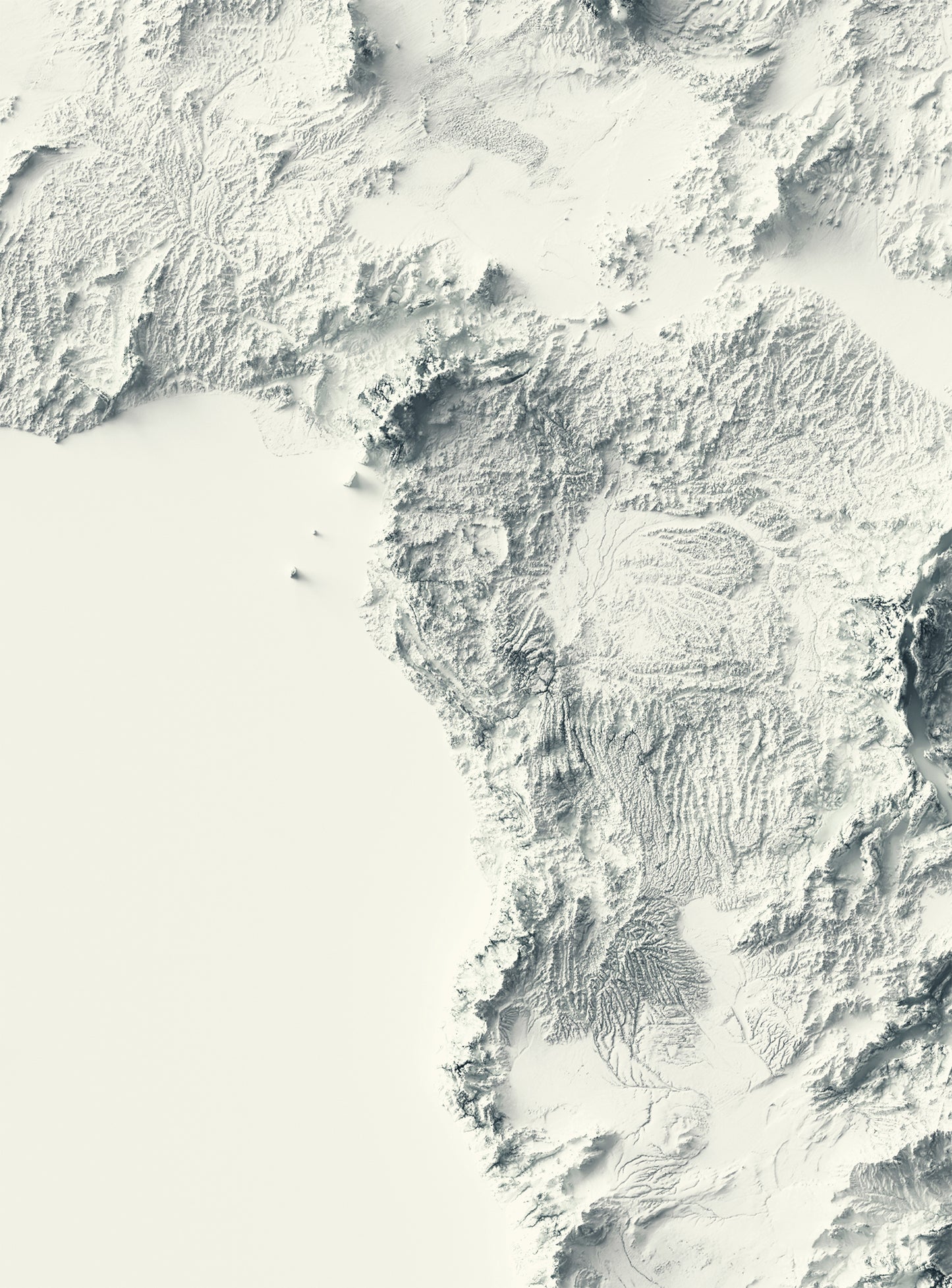 Detailed close-up of a vintage Africa relief map, showcasing textured topography and geographic contours
