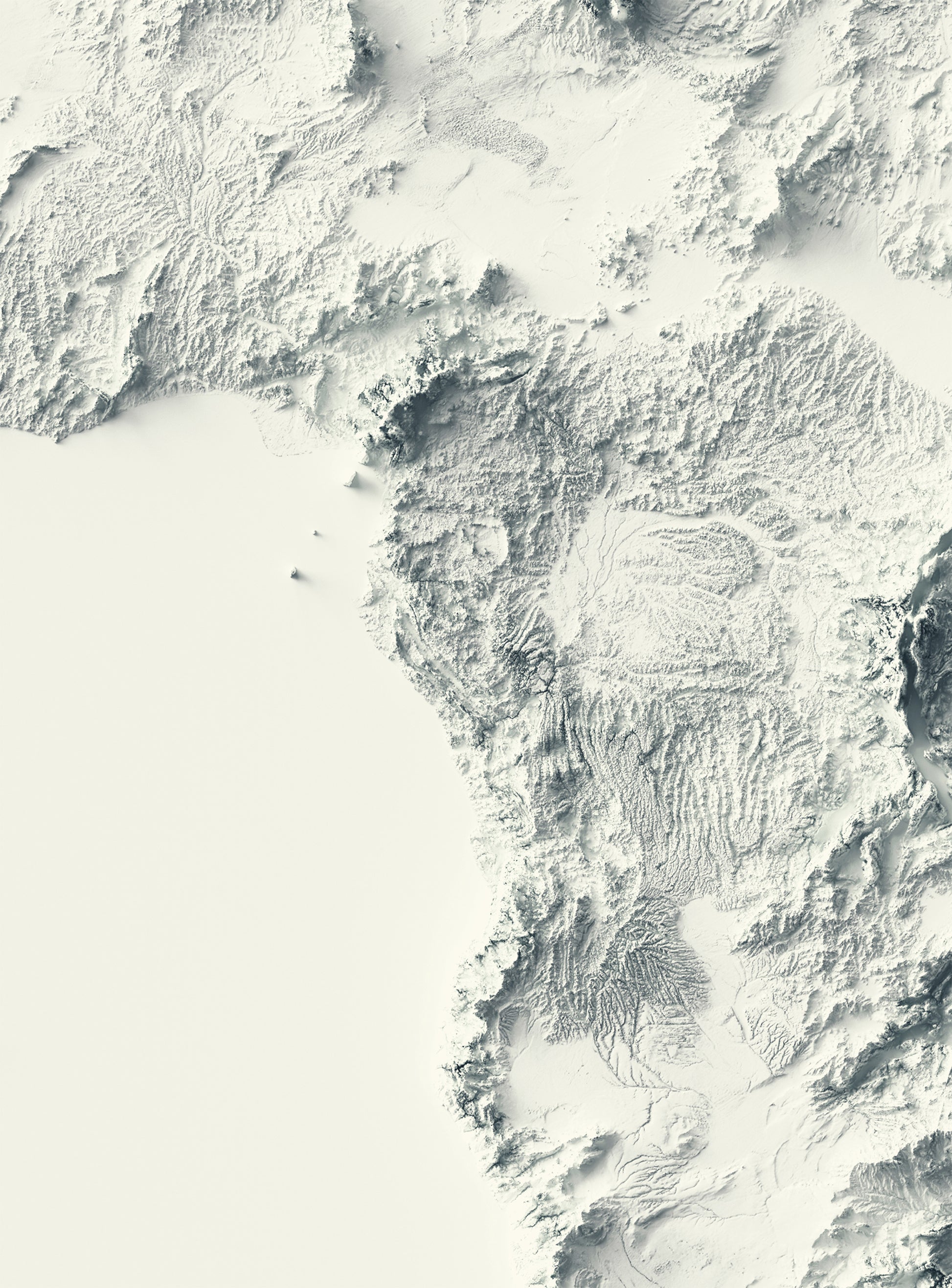 Detailed close-up of a vintage Africa relief map, showcasing textured topography and geographic contours