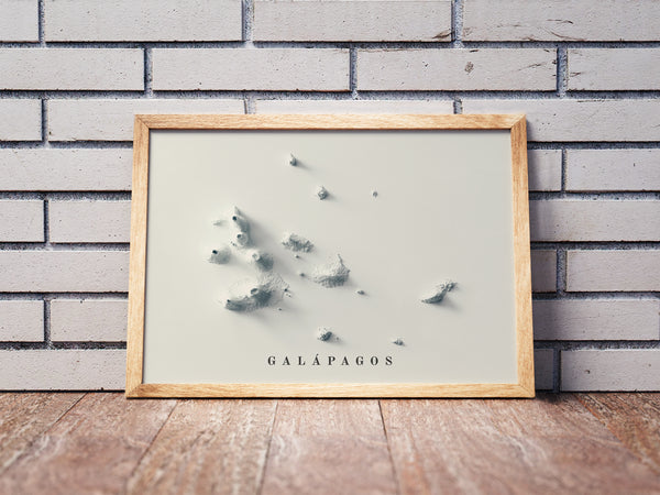 vintage shaded relief map of Galapagos, Ecuador