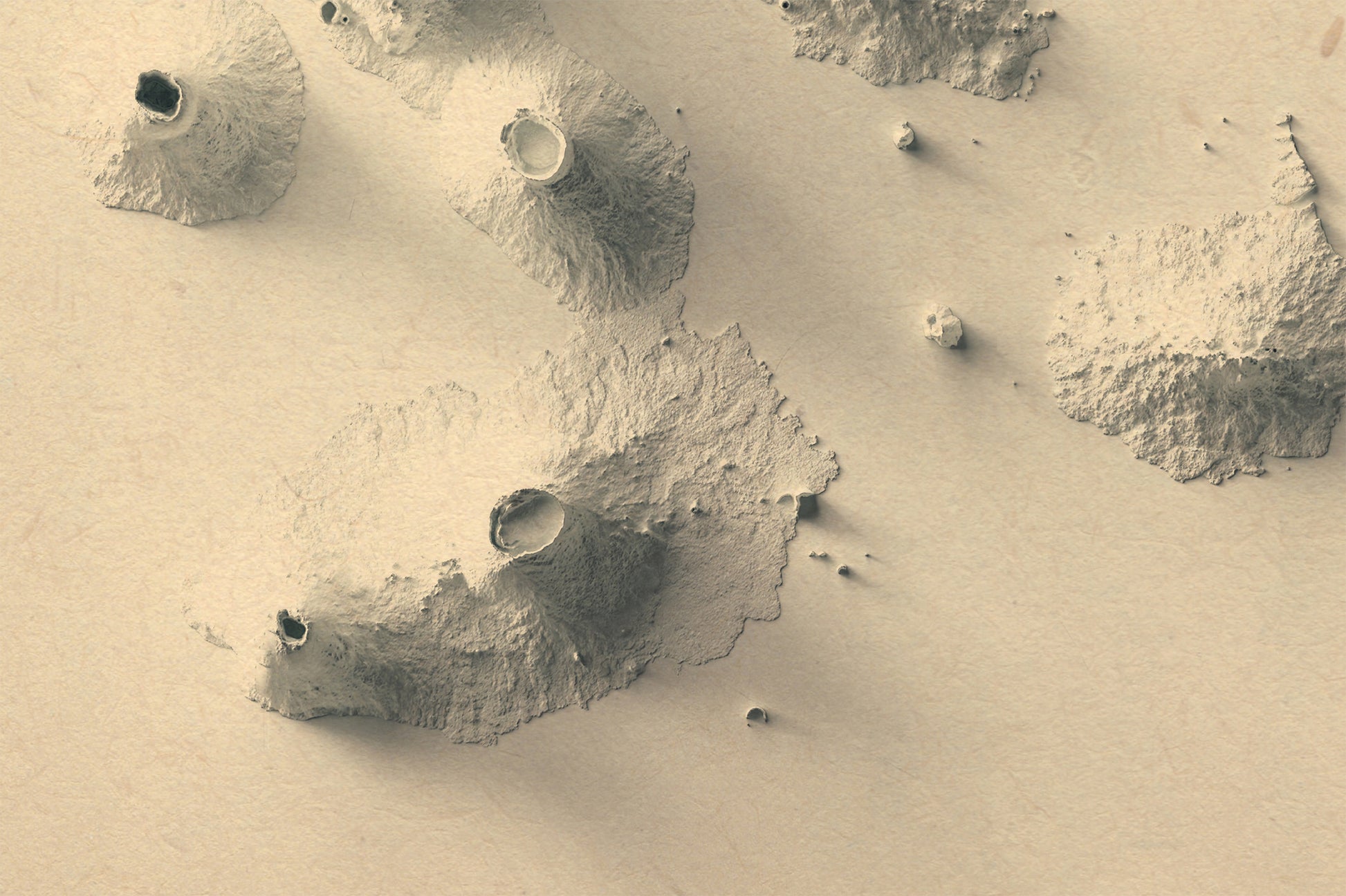 vintage shaded relief map of Galapagos, Ecuador