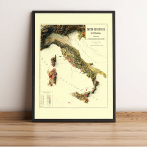 vintage shaded geological relief map of Italy