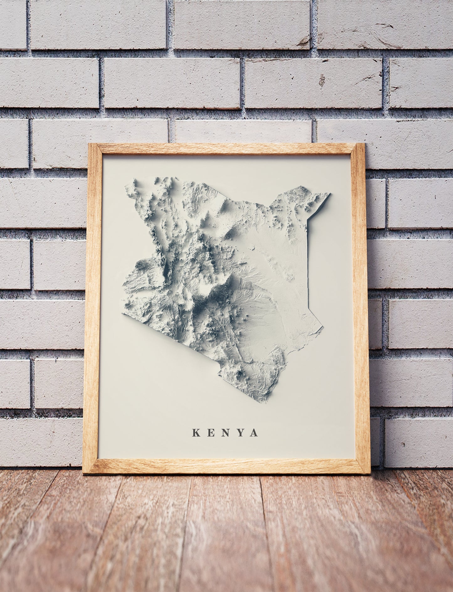 vintage shaded relief map of kenya