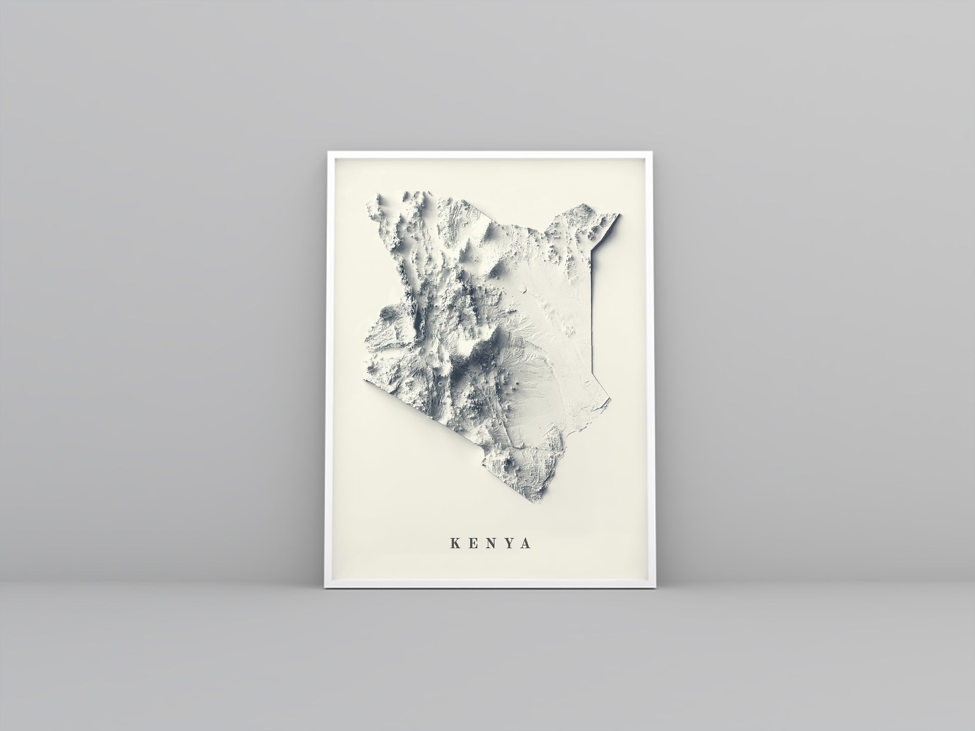 vintage shaded relief map of kenya