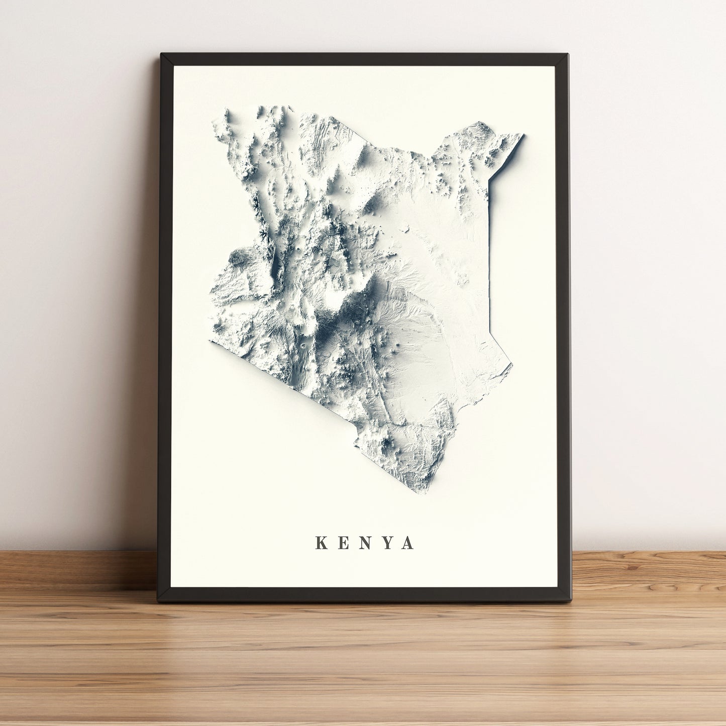 vintage shaded relief map of kenya