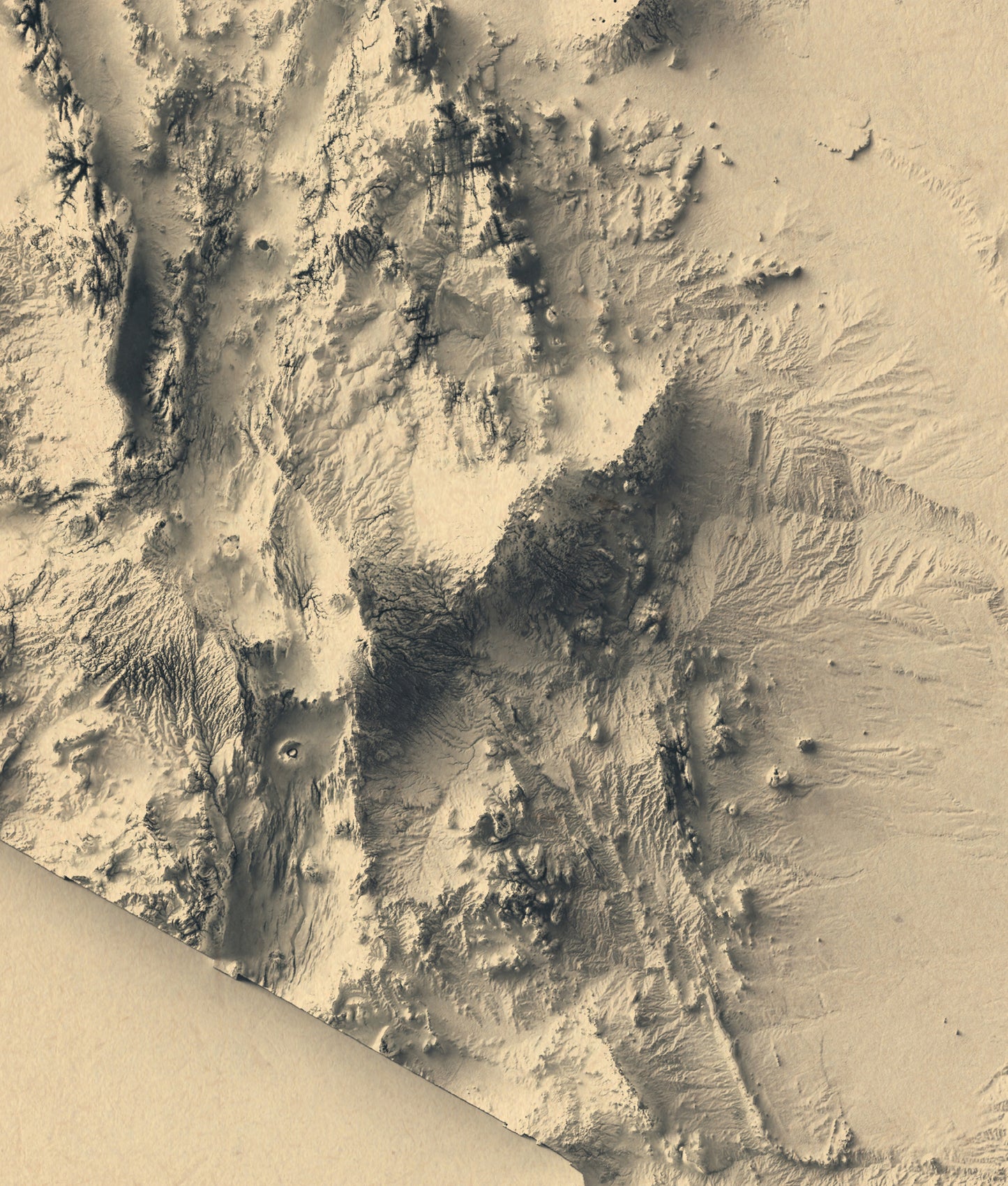 vintage shaded relief map of kenya