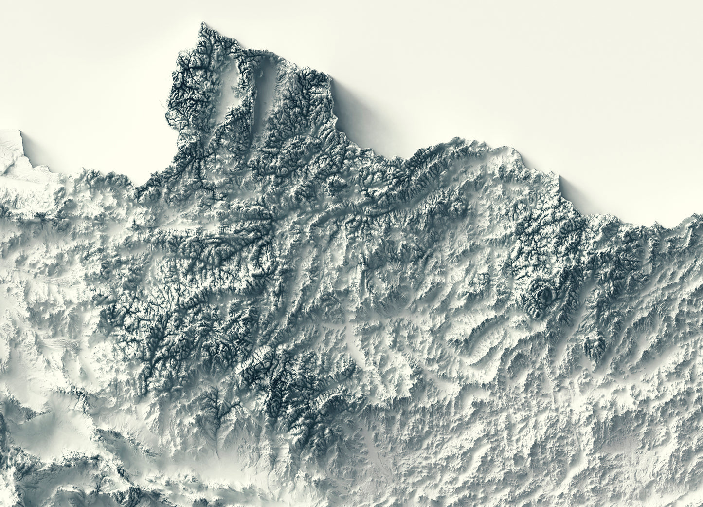 Detailed close-up of a Mongolia relief map, showcasing textured topography and geographic contours