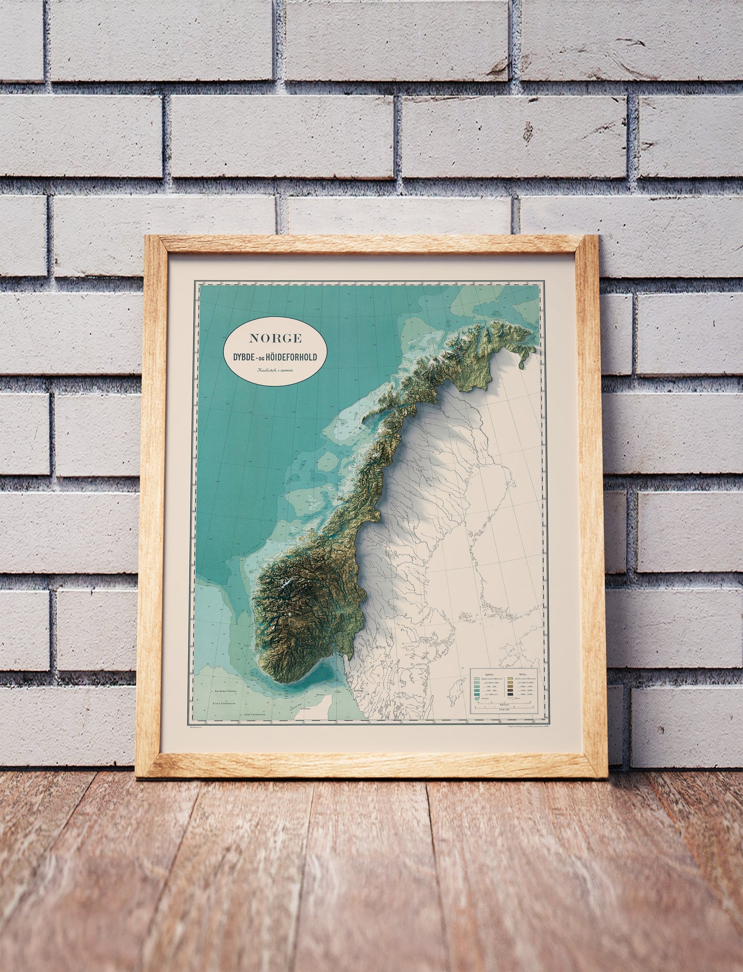 vintage shaded relief map of Norway