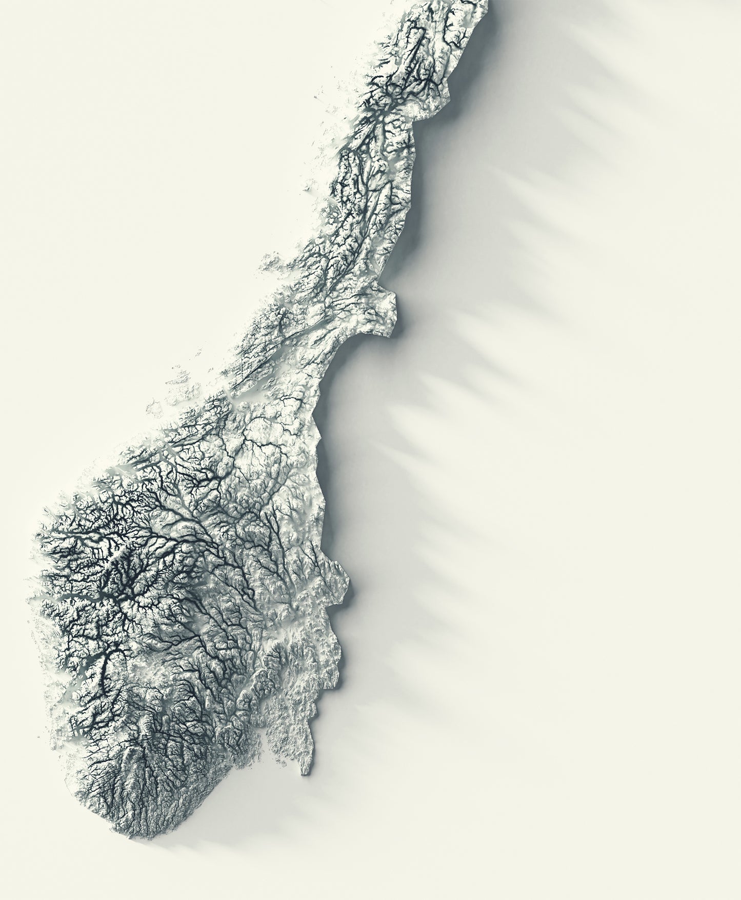 vintage shaded relief map of Norway