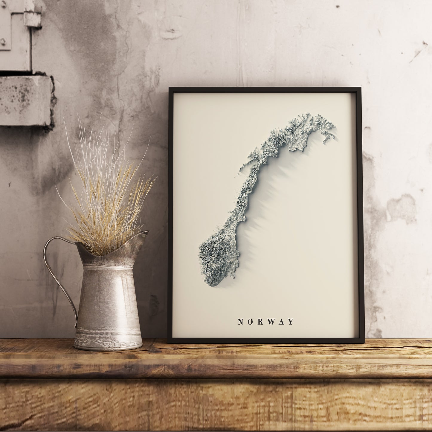 vintage shaded relief map of Norway