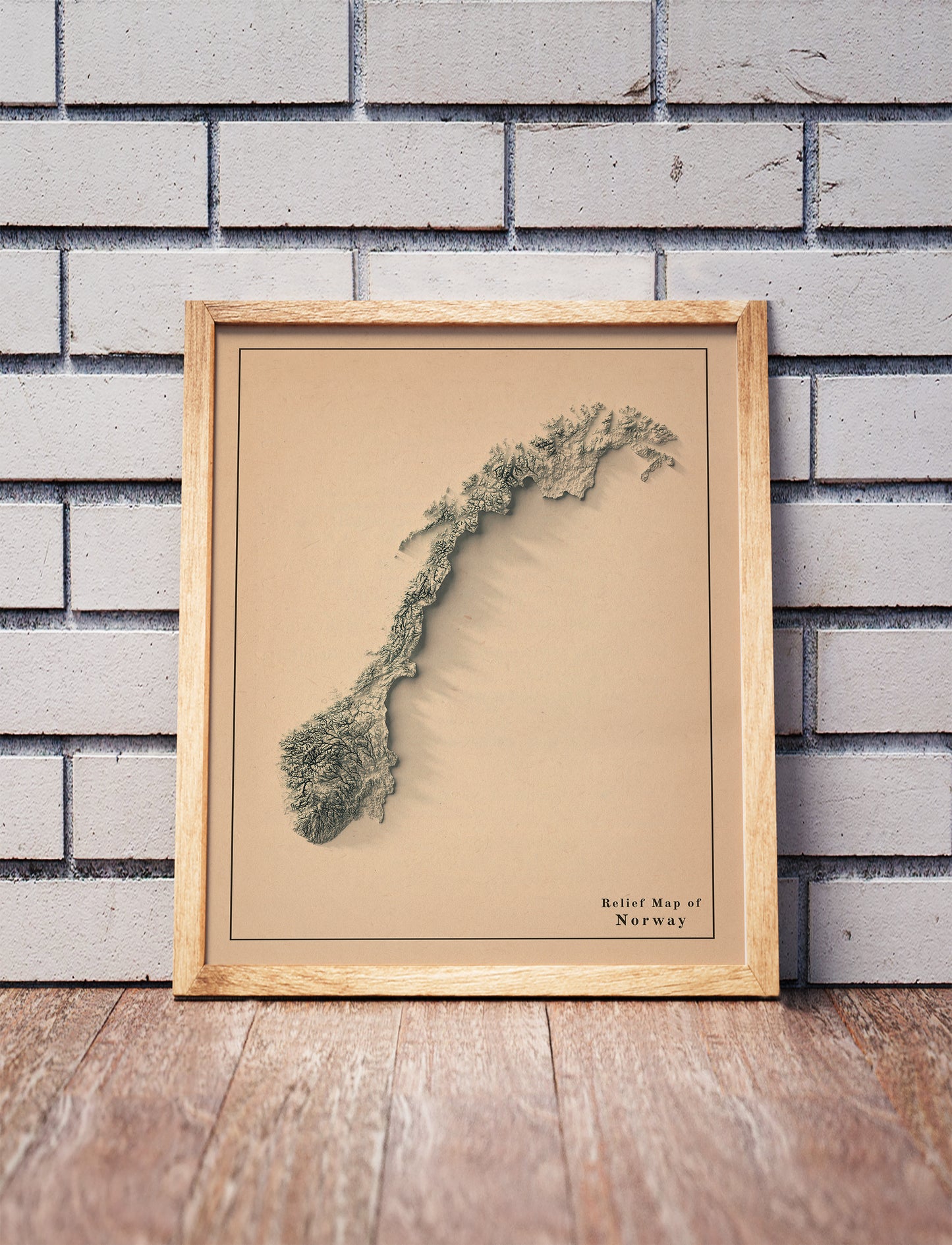 vintage shaded relief map of Norway