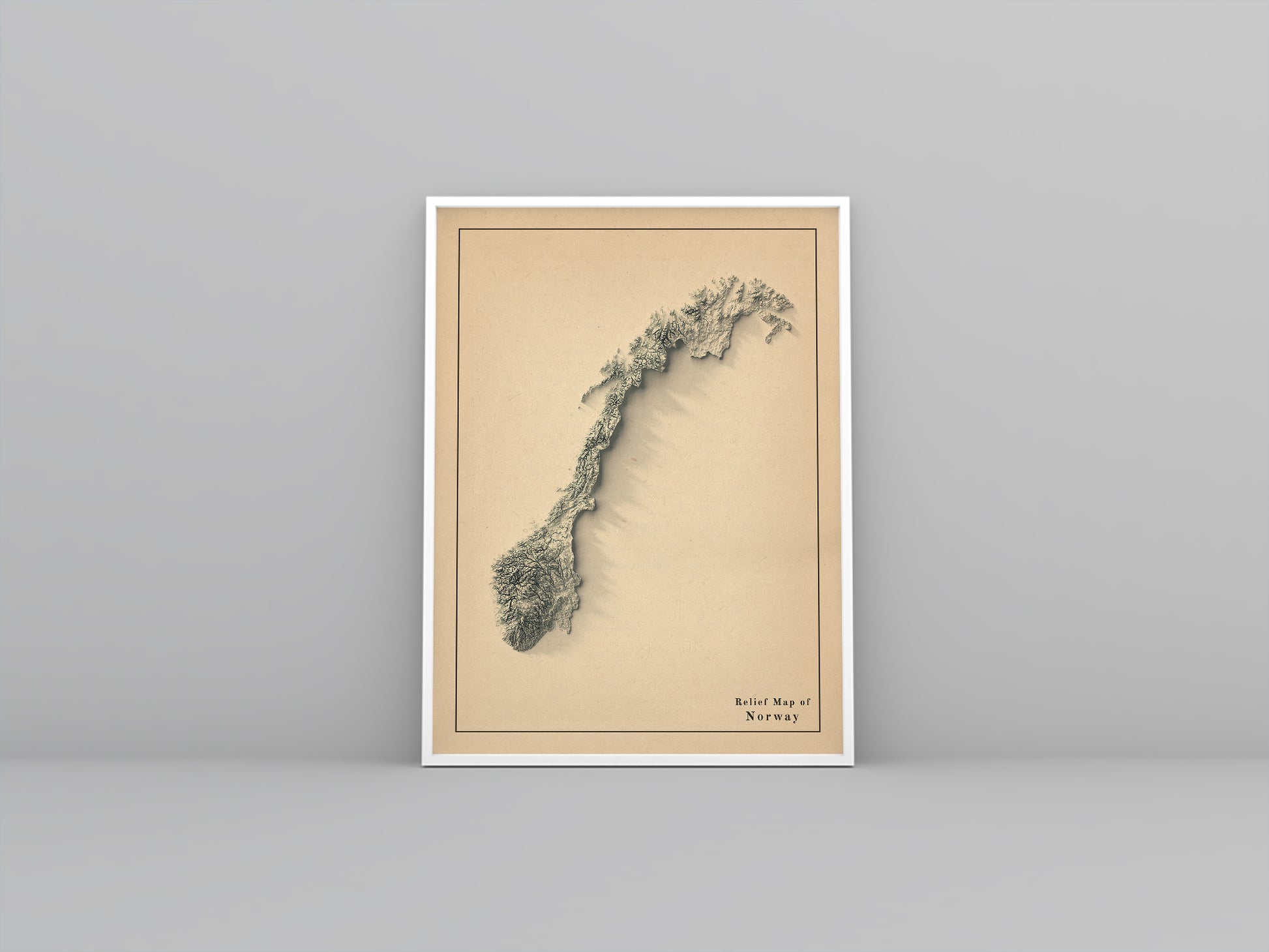 vintage shaded relief map of Norway