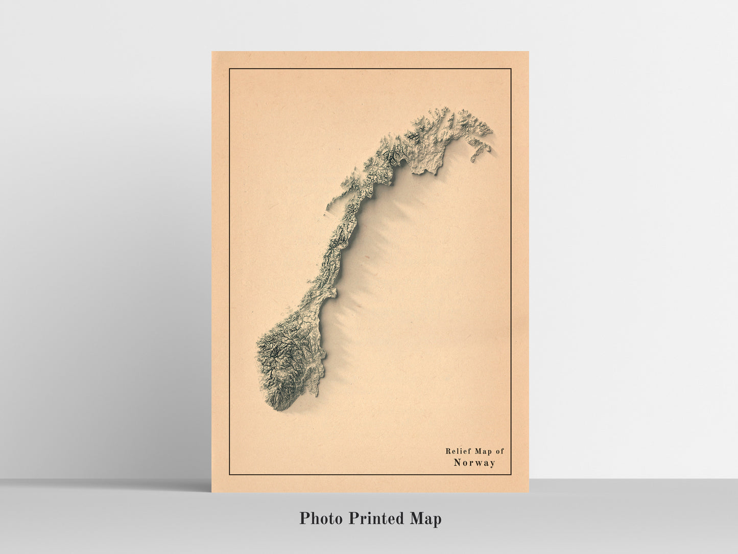 vintage shaded relief map of Norway