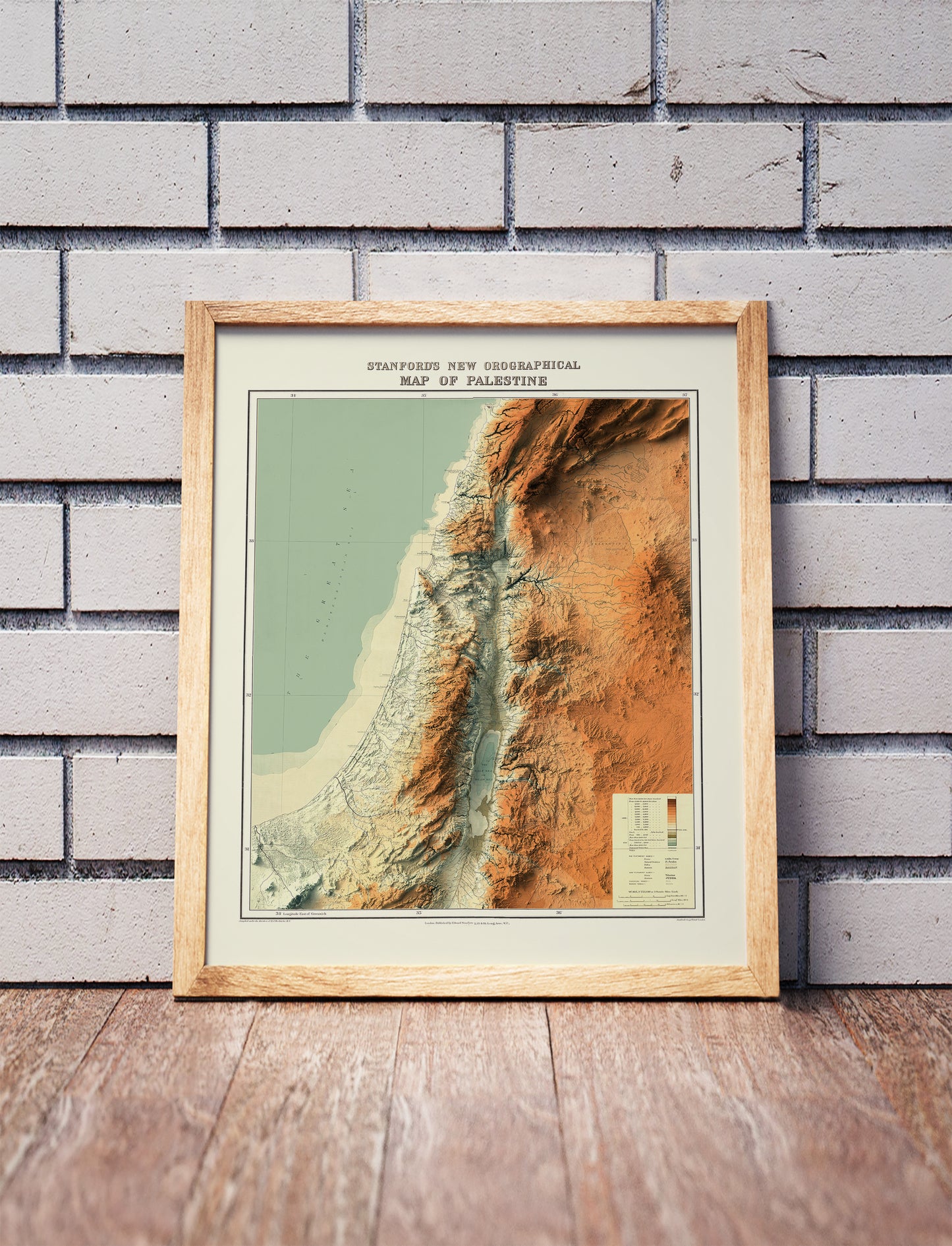 vintage shaded releif map of Palestine