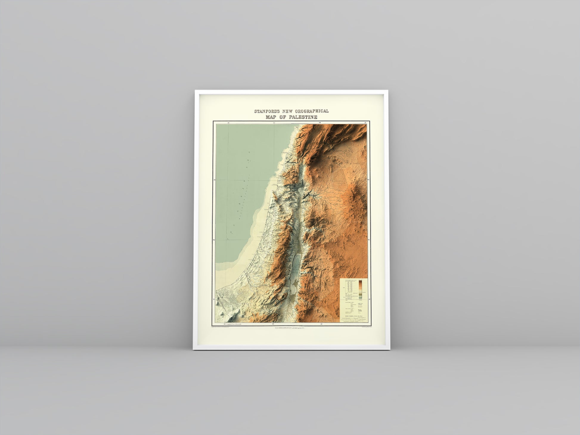 vintage shaded releif map of Palestine