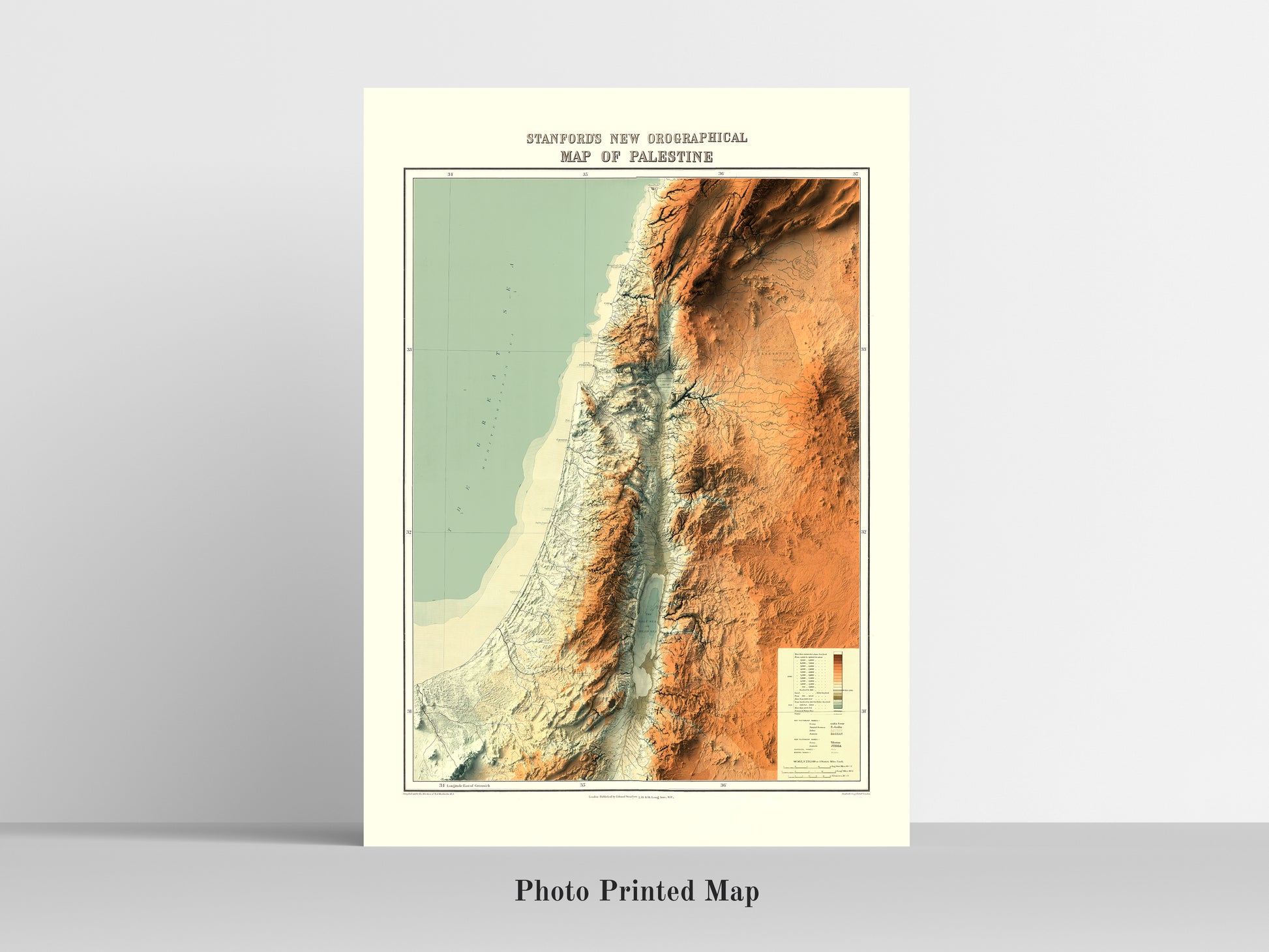 vintage shaded releif map of Palestine