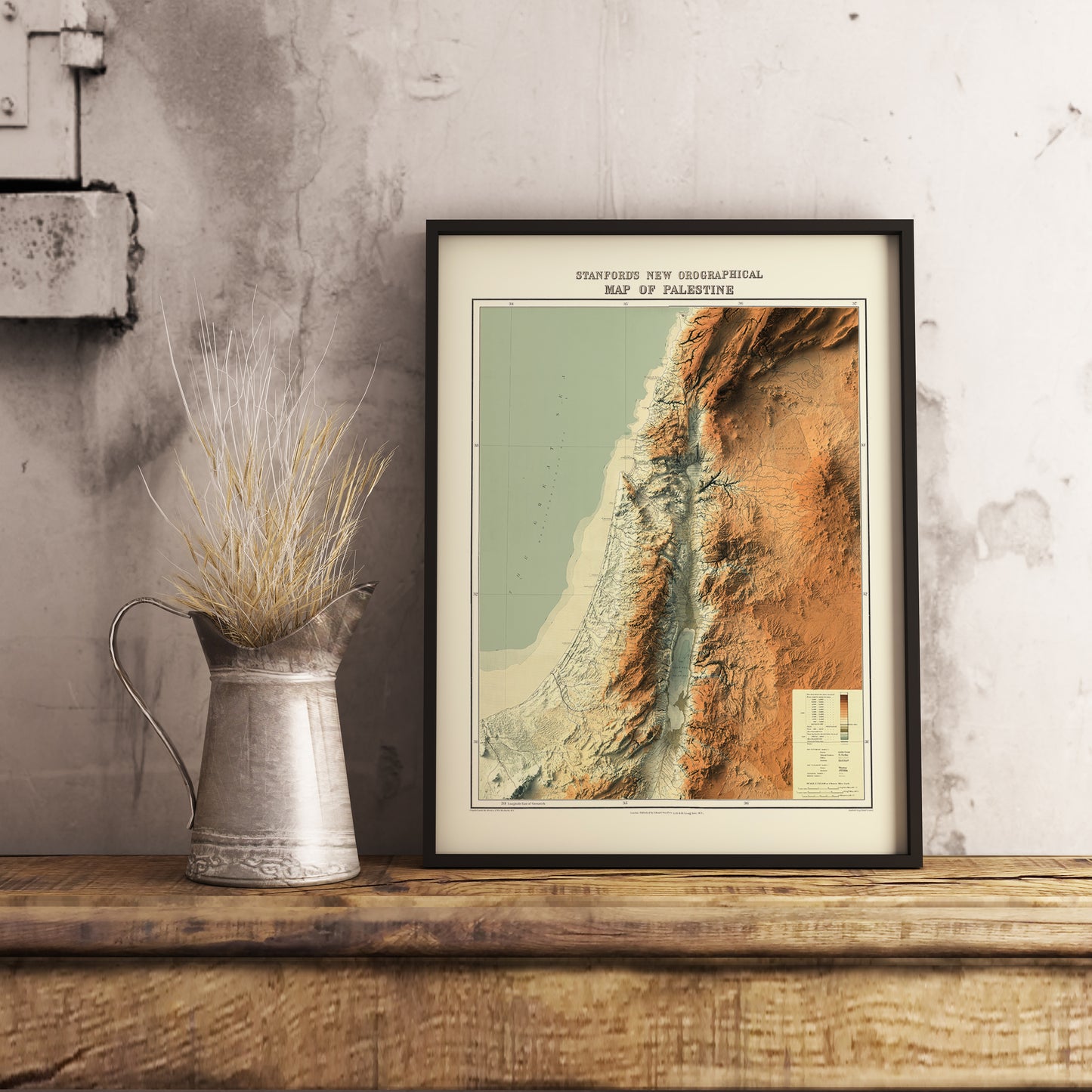 vintage shaded releif map of Palestine