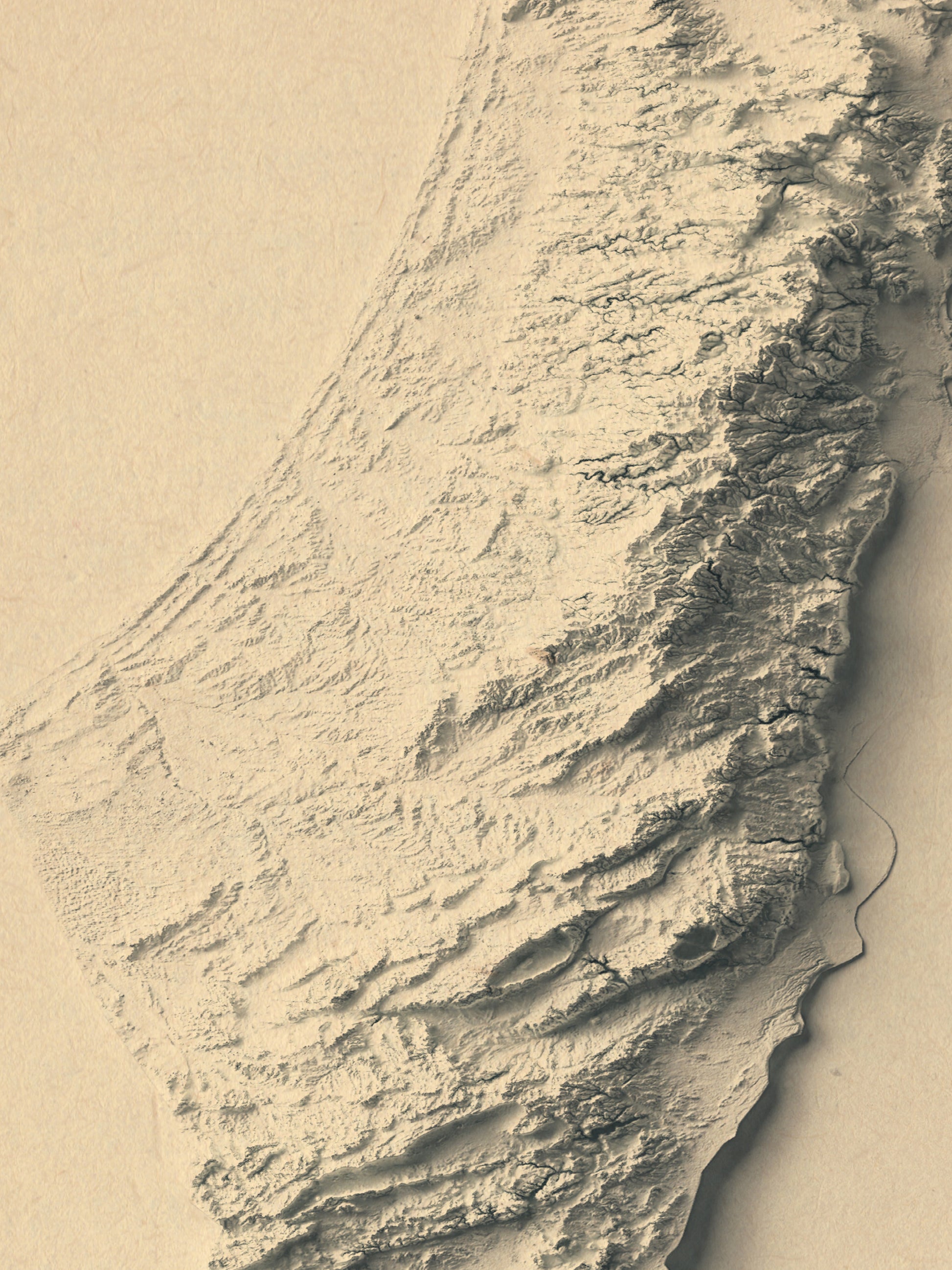 vintage shaded relief map of Palestine