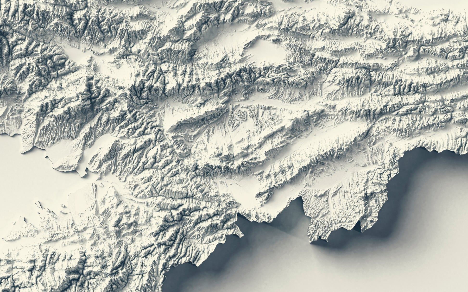 Detailed close-up of a vintage Kyrgyzstan relief map, showcasing textured topography and geographic contours