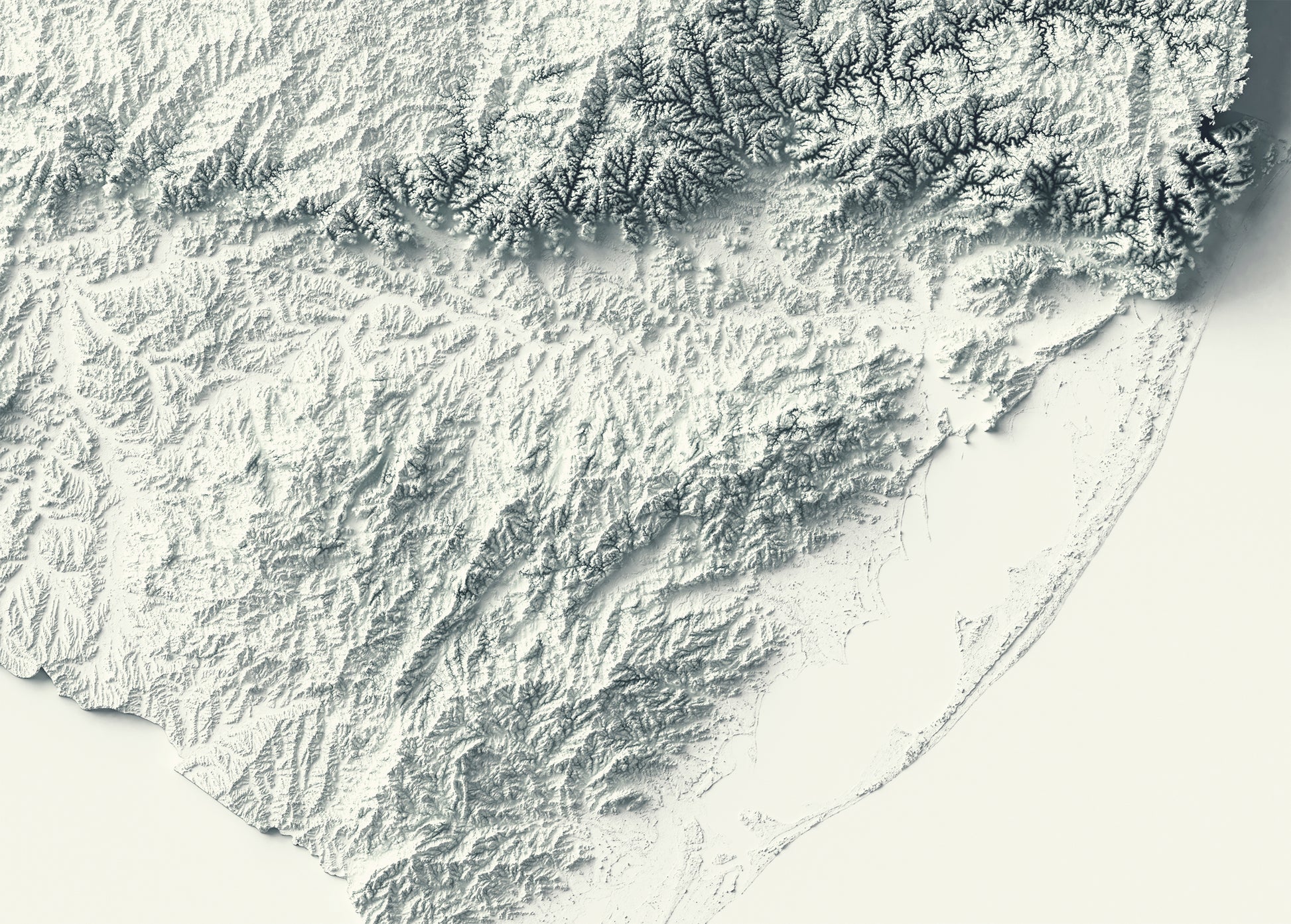 vintage shaded relief map of Rio Grande do Sul, Brazil