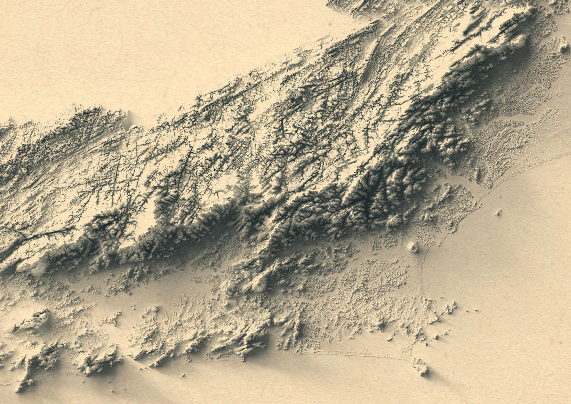 vintage shaded relief map of Rio de Janeiro, Brazil