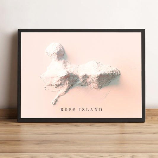 vintage shaded relief map of Ross Island, Antarctica