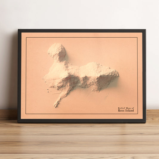 vintage shaded relief map of Ross Island, Antarctica