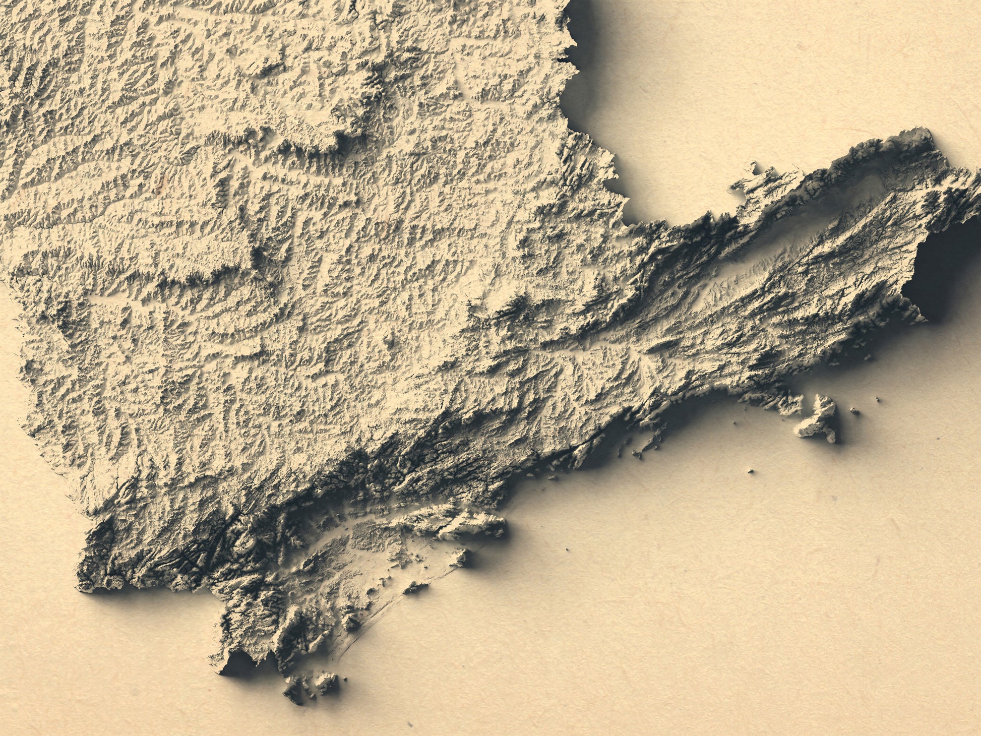 vintage shaded relief map of Sao Paulo, Brasil