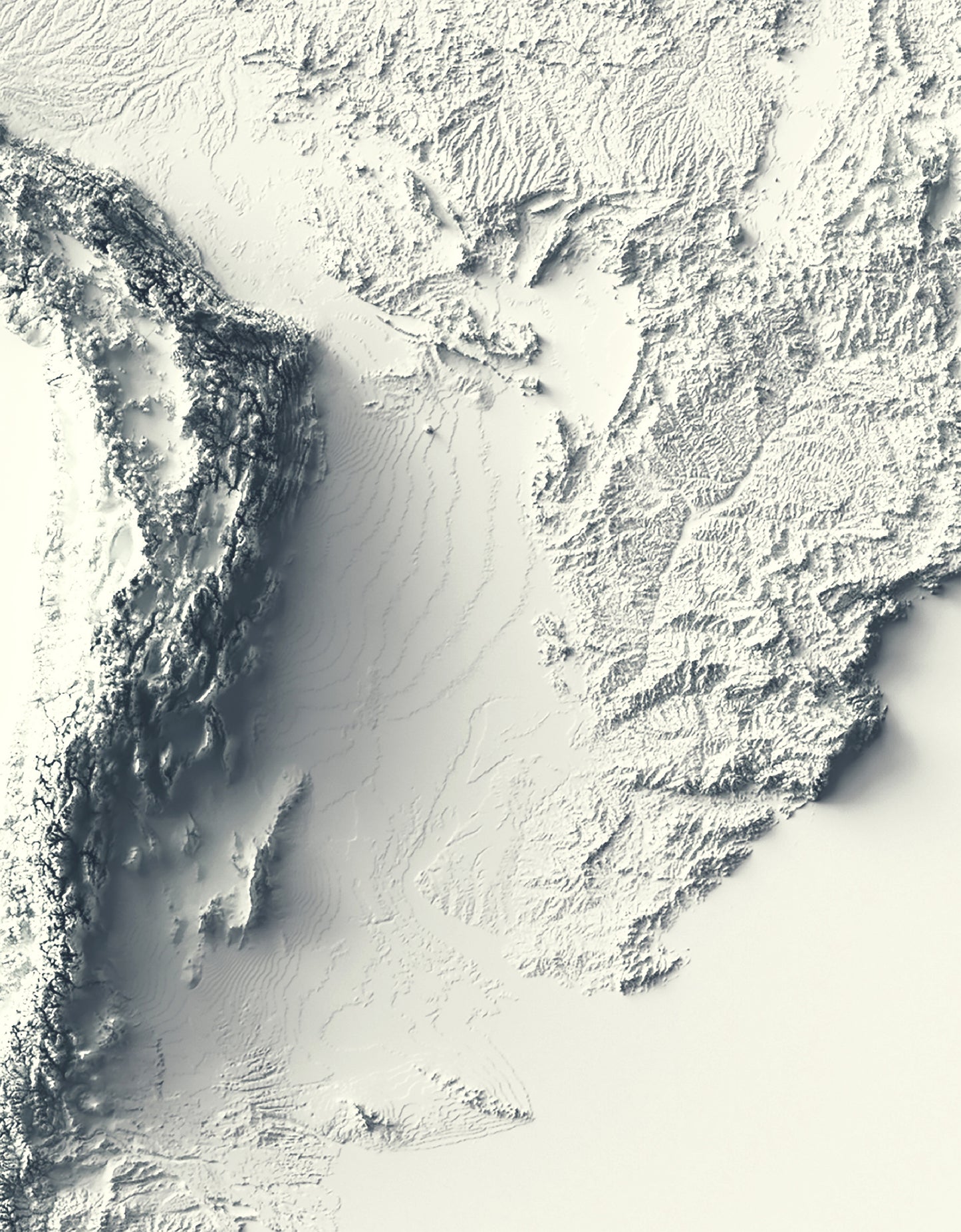 vintage shaded relief map of south america