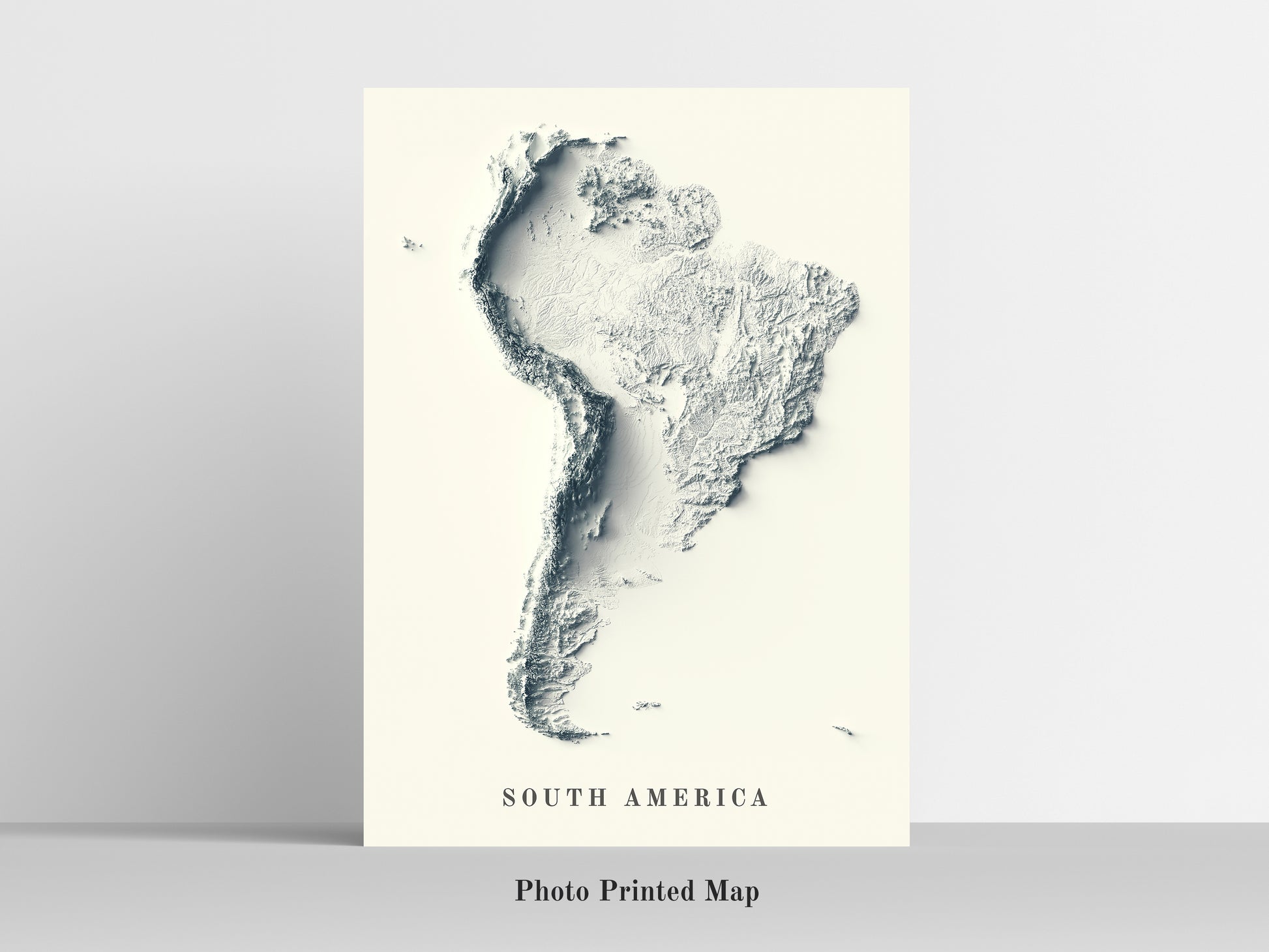 vintage shaded relief map of south america