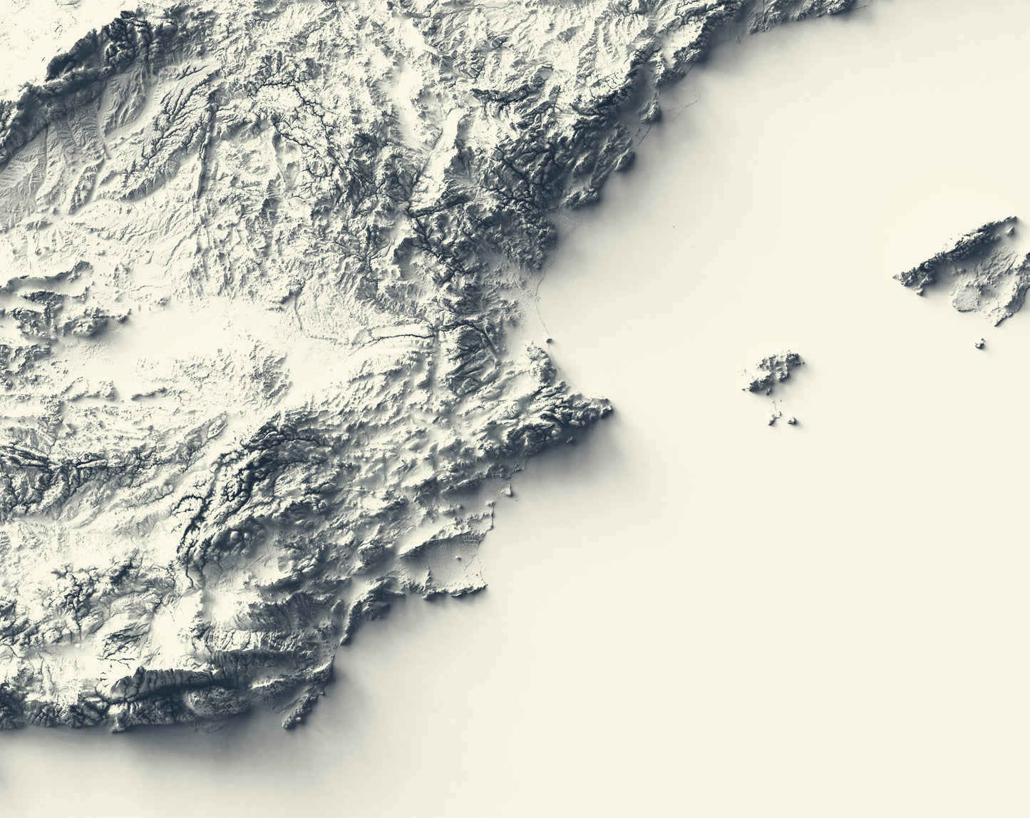 vintage shaded relief map of Spain