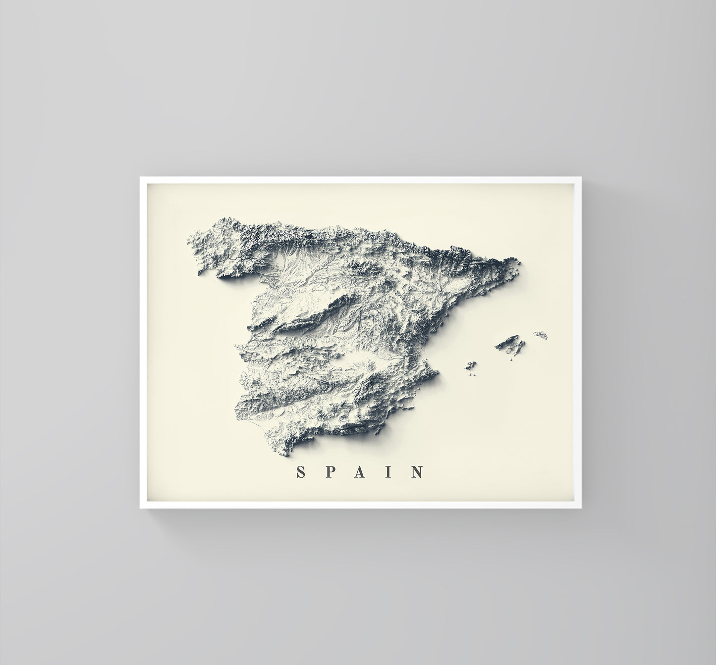 vintage shaded relief map of Spain