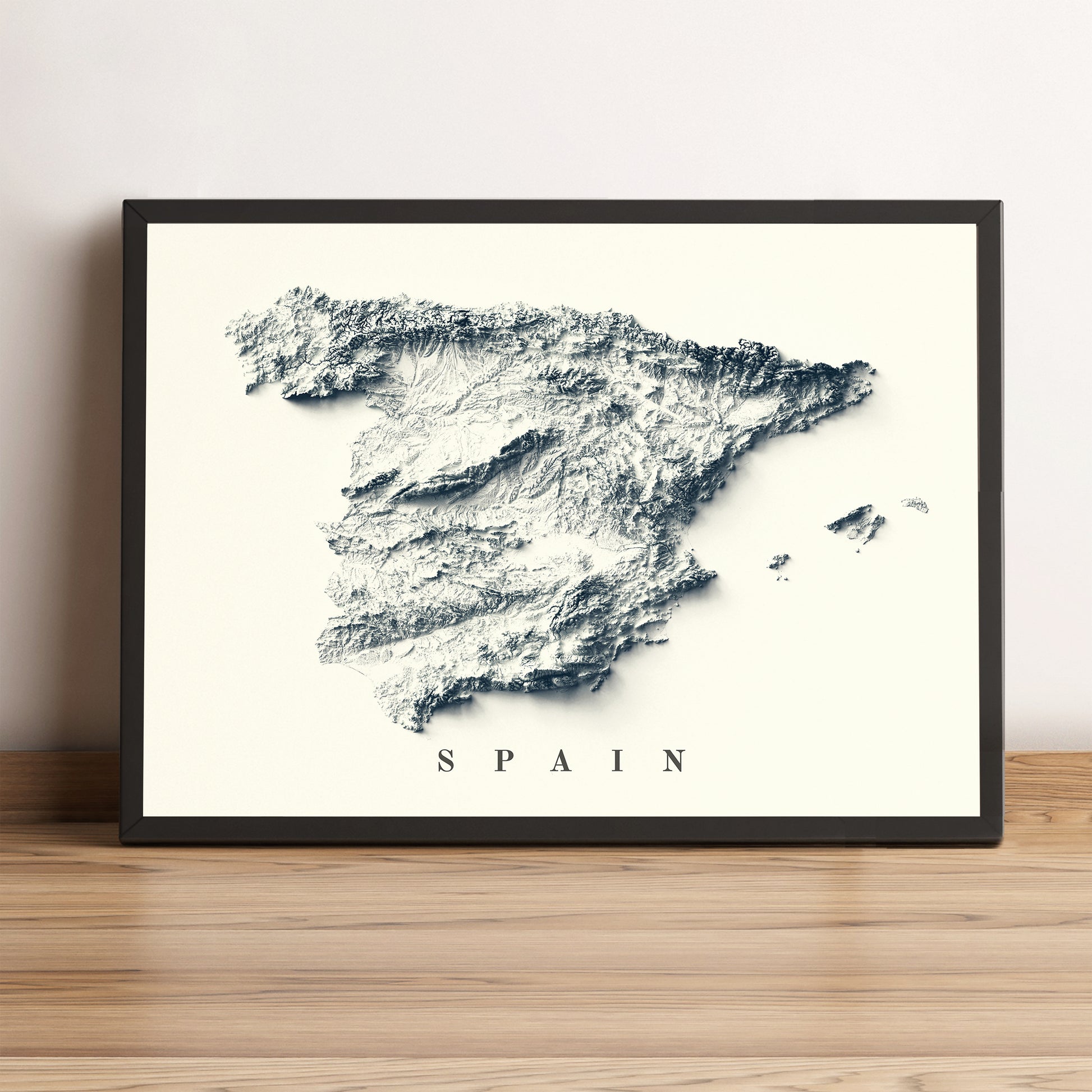 vintage shaded relief map of Spain