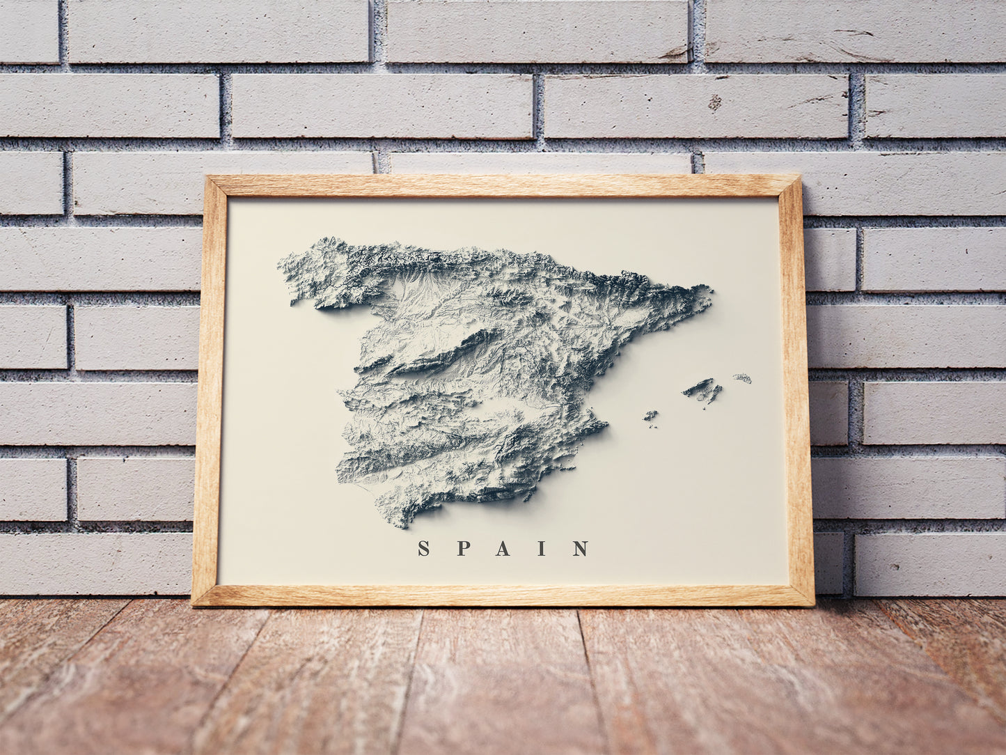 vintage shaded relief map of Spain