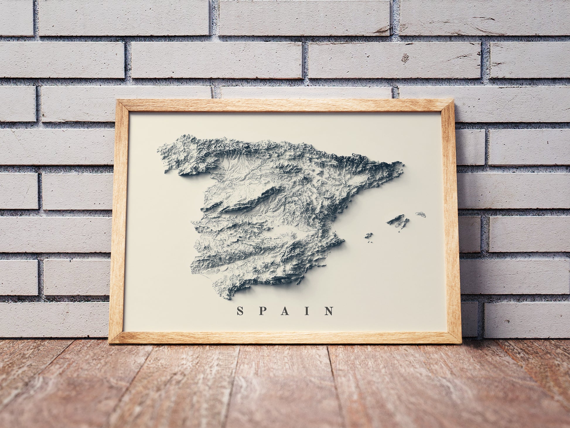 vintage shaded relief map of Spain