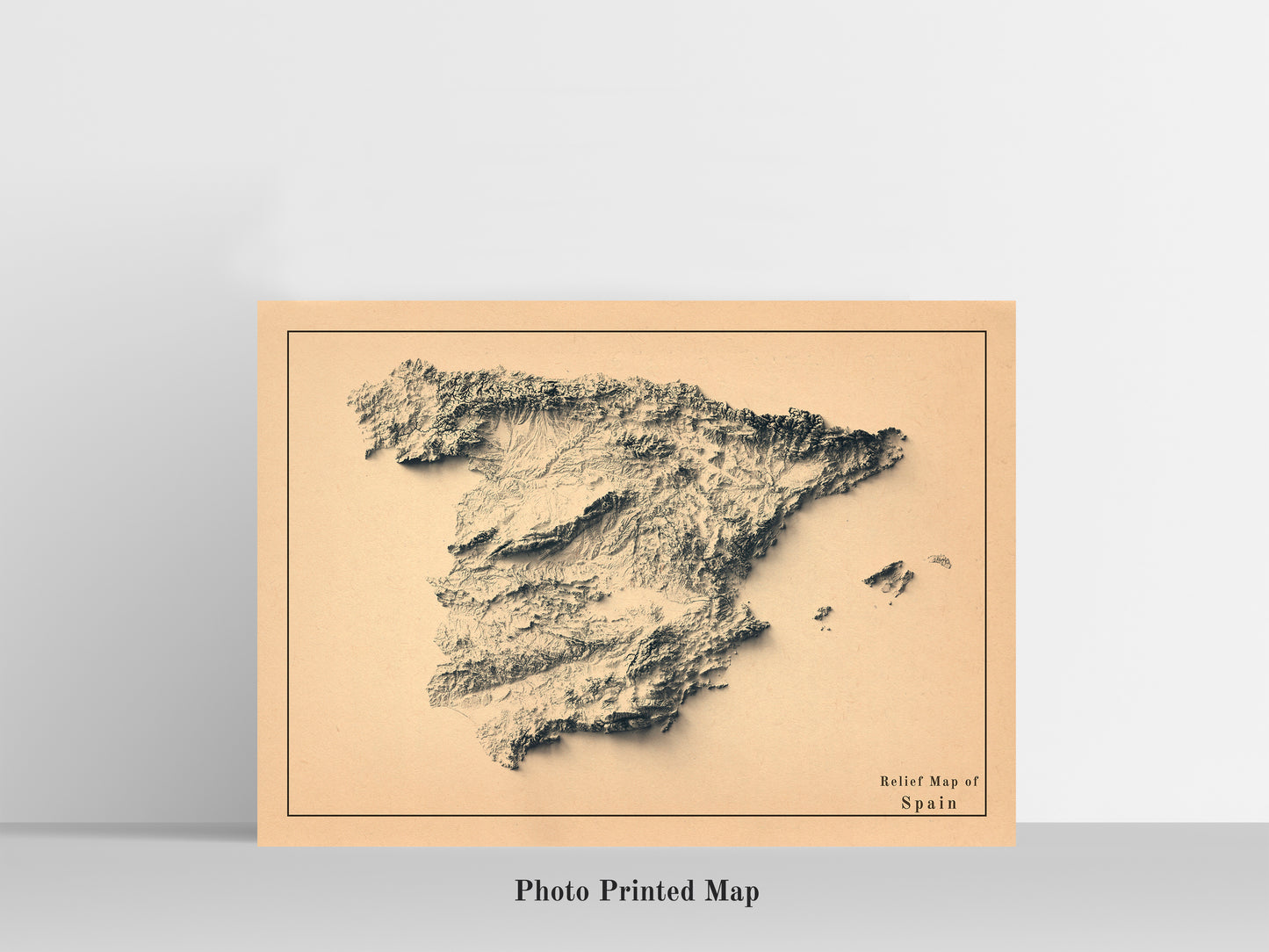 vintage shaded relief map of Spain